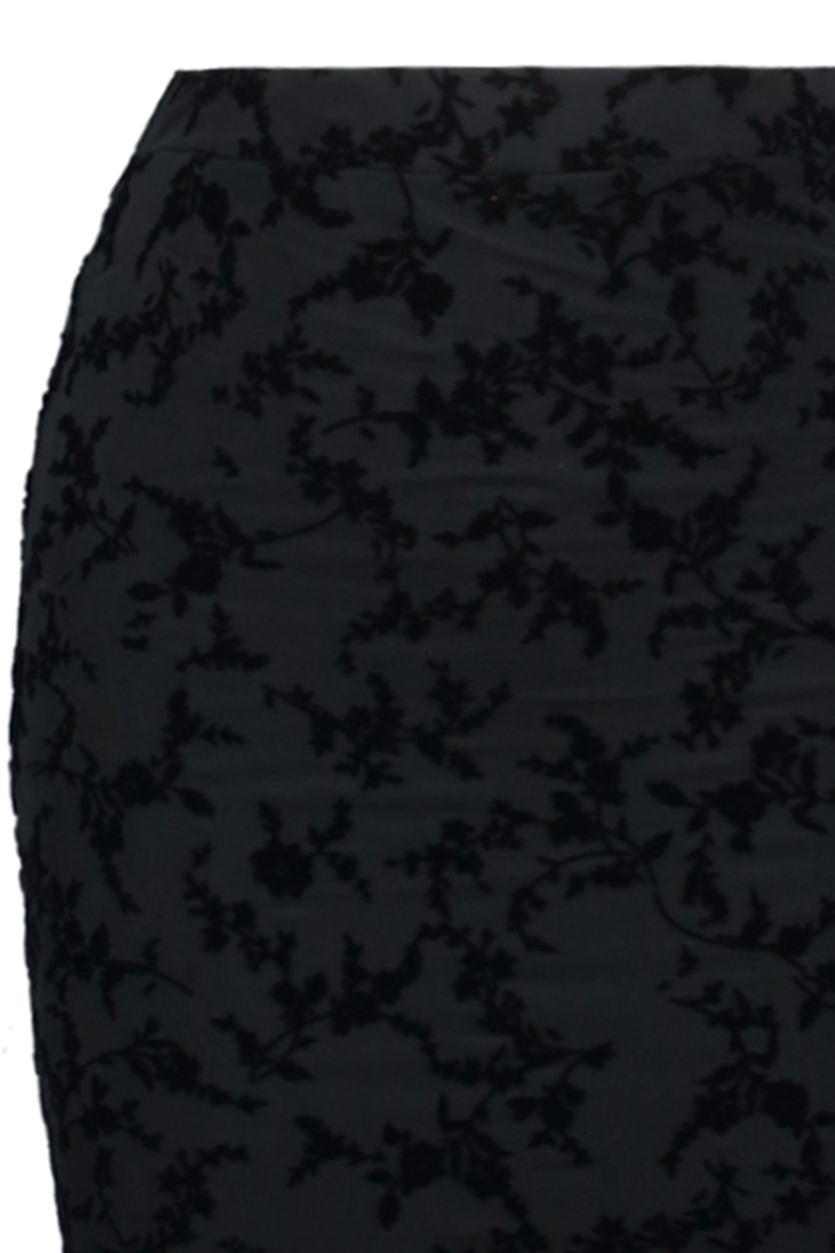Trendyol Black Flock Printed Tulle Lined Pencil Midi High Waist Flexible Knitted Skirt