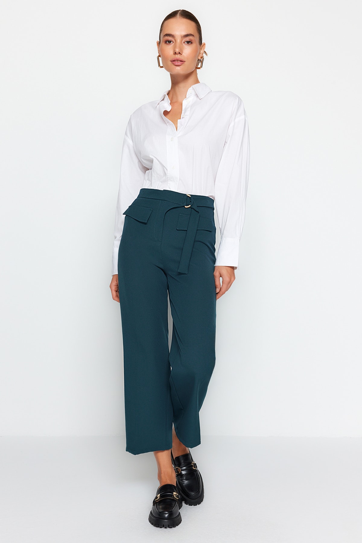 Trendyol Pants - Dark blue - Straight