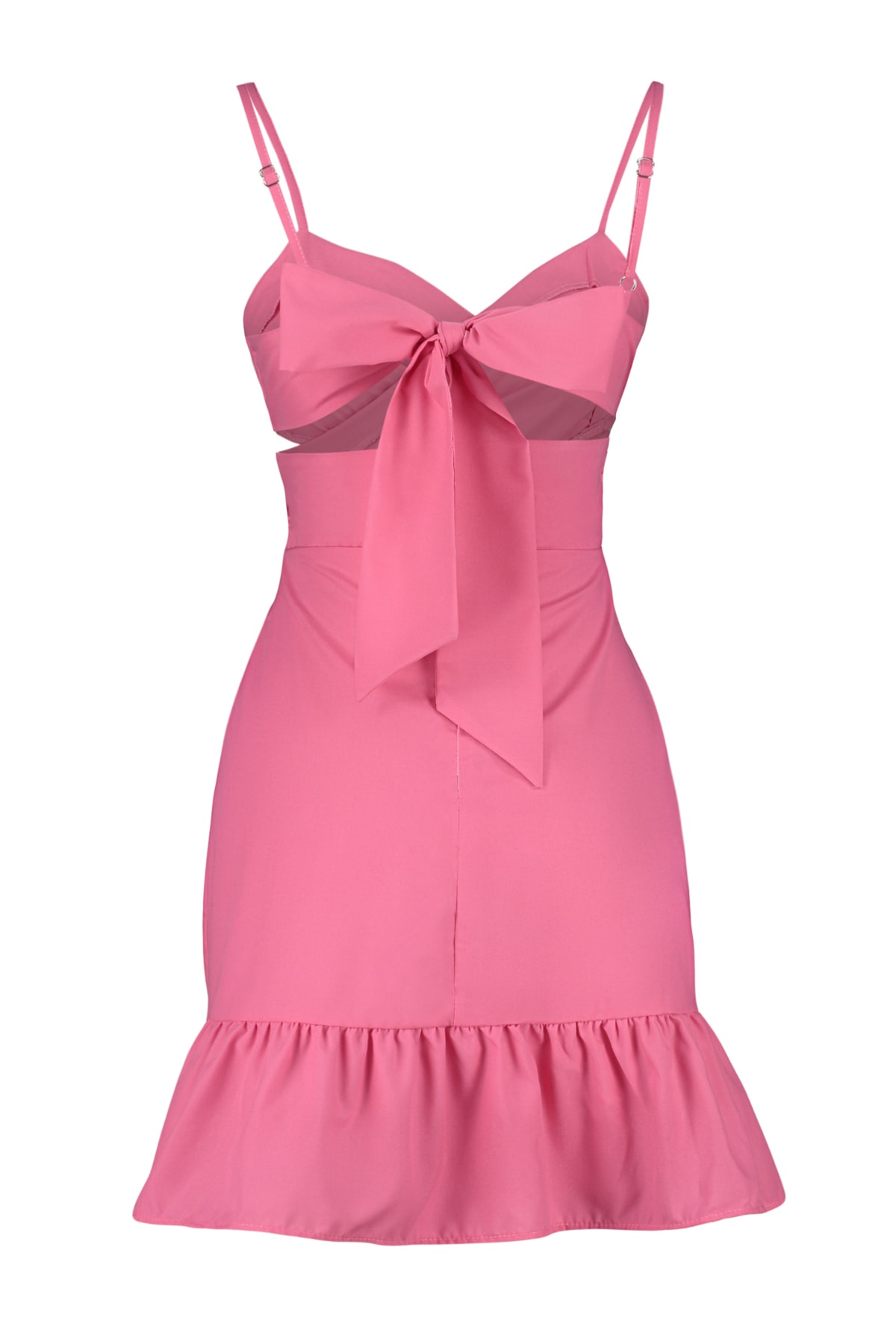 Trendyol fucsia talie picătură / skater mini țesute bumbac dublu piept guler curea rochie țesută