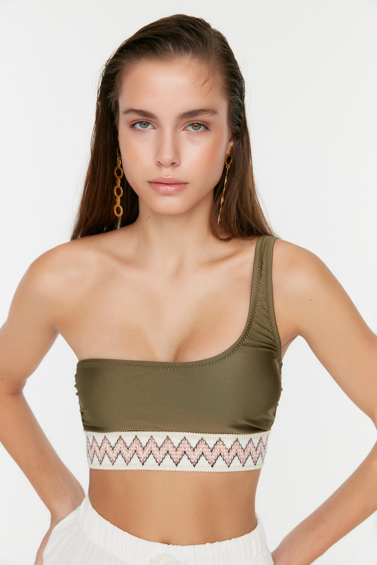 Trendyol Bikini Top - Khaki - Plain