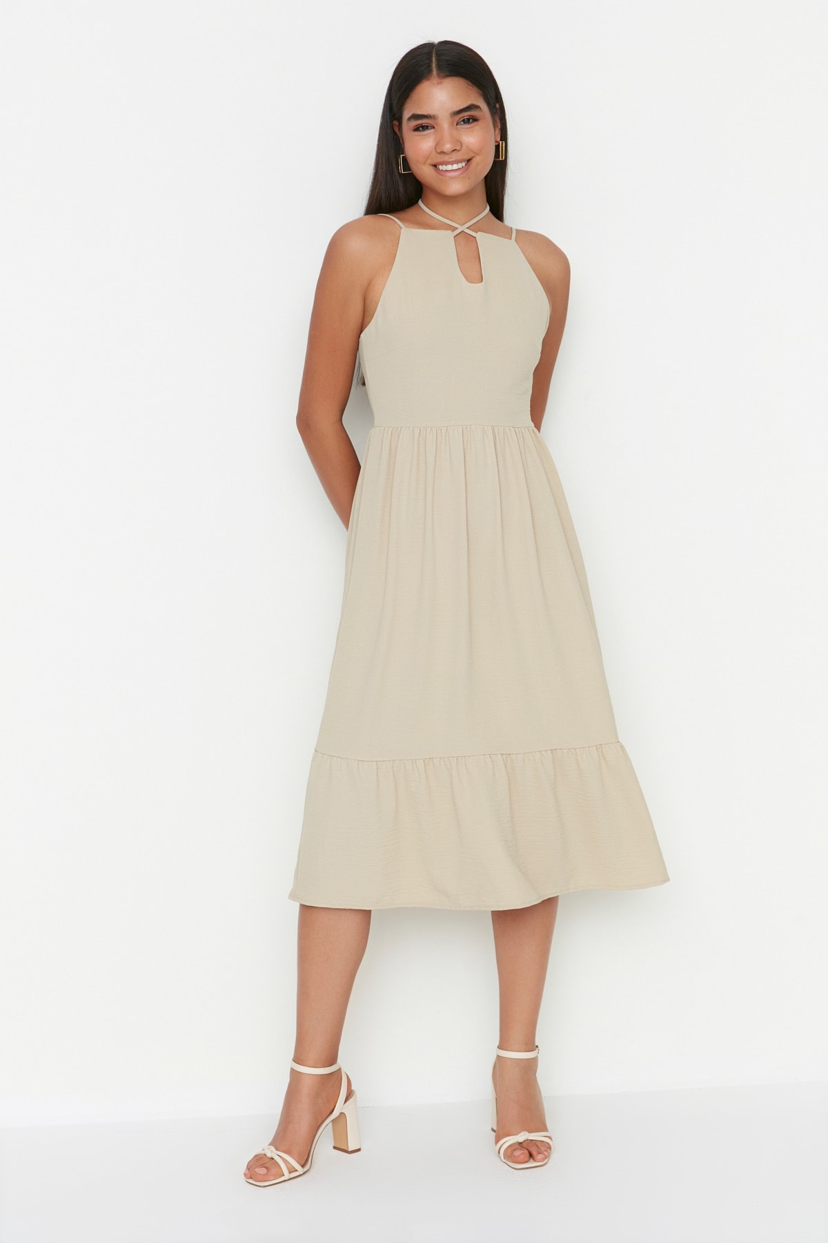 Trendyol Stone Collar Detailed Woven Dress