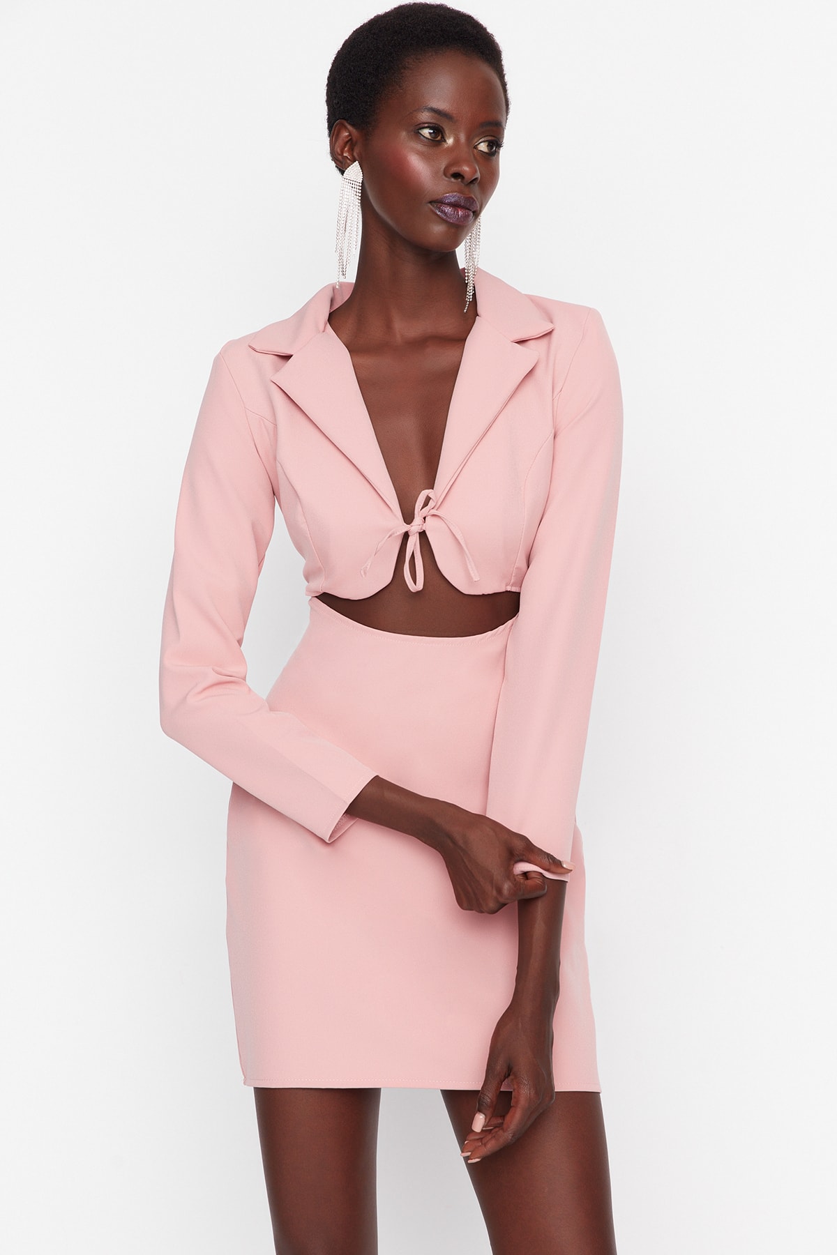 Trendyol Pink Collar Detailed Evening Dress