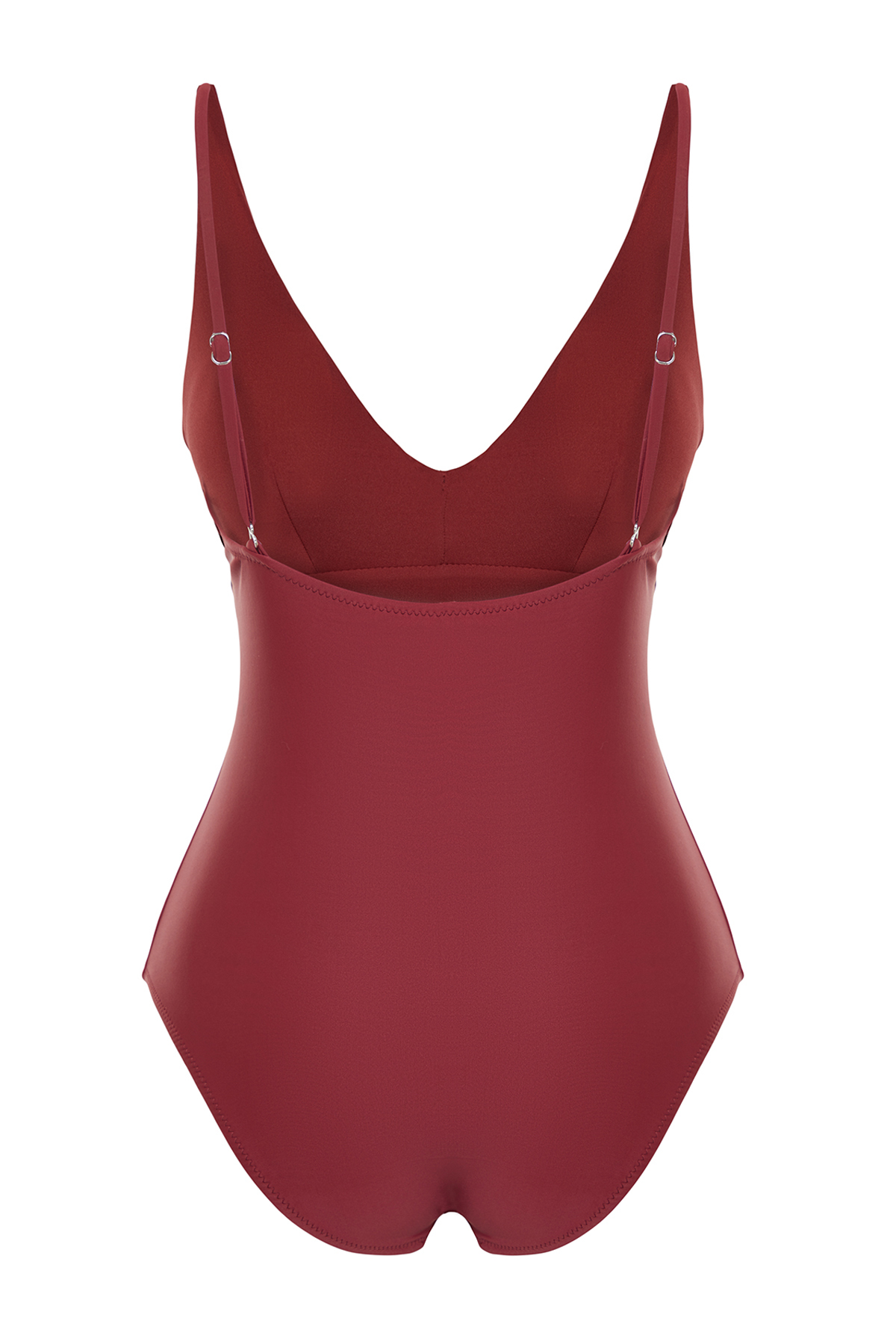 Trendyol Burgundy V-Neck Smoothing Regular Swimsuit