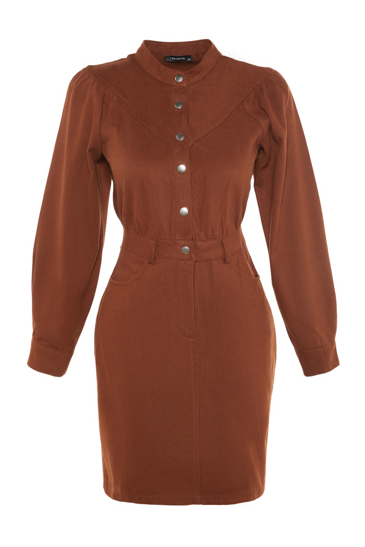 Rochie țesută mini țesută Trendyol Brown