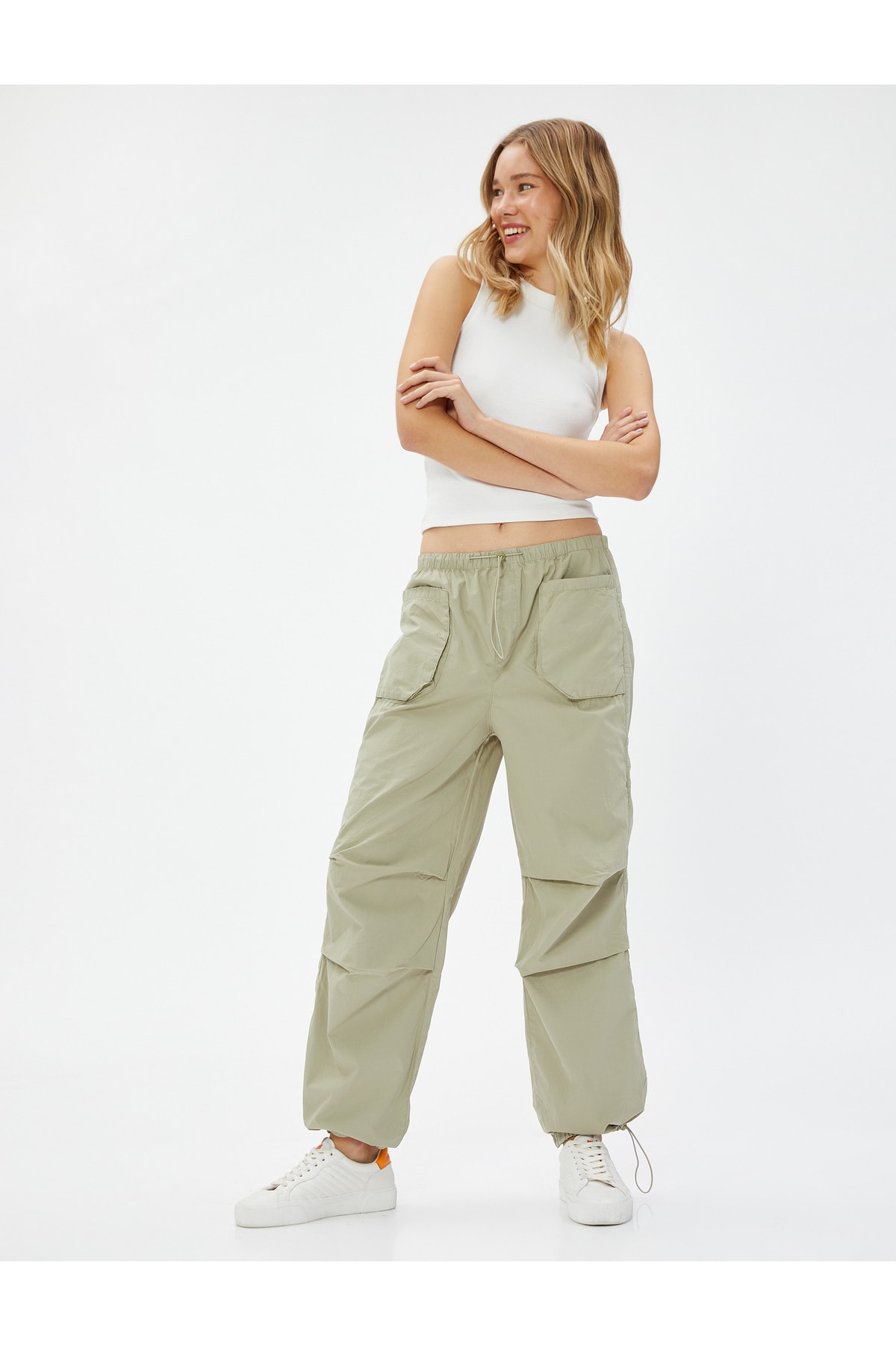 Koton Parachute Pants with Elastic Waist, Large Pocket Detailed with Stopper.