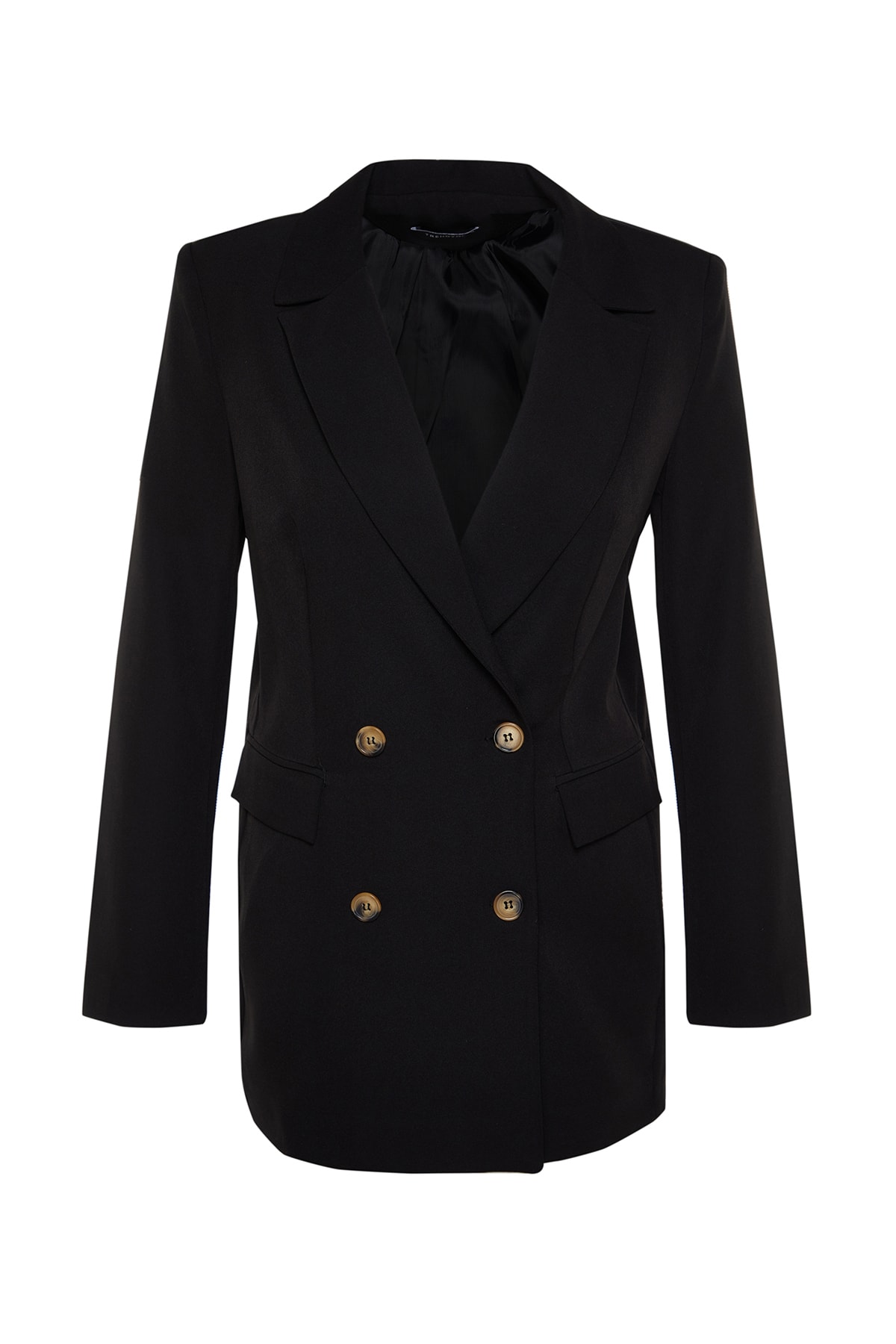 Trendyol Black Oversize Woven Lined Buttoned Blazer Jacket