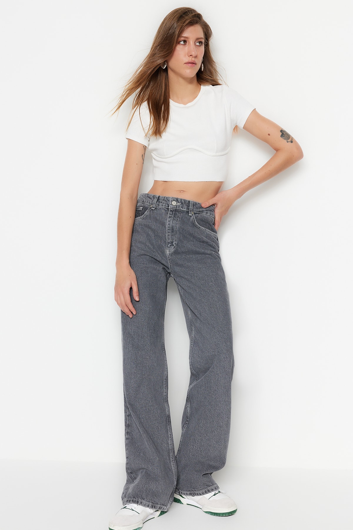Trendyol Jeans - Gray - Wide leg