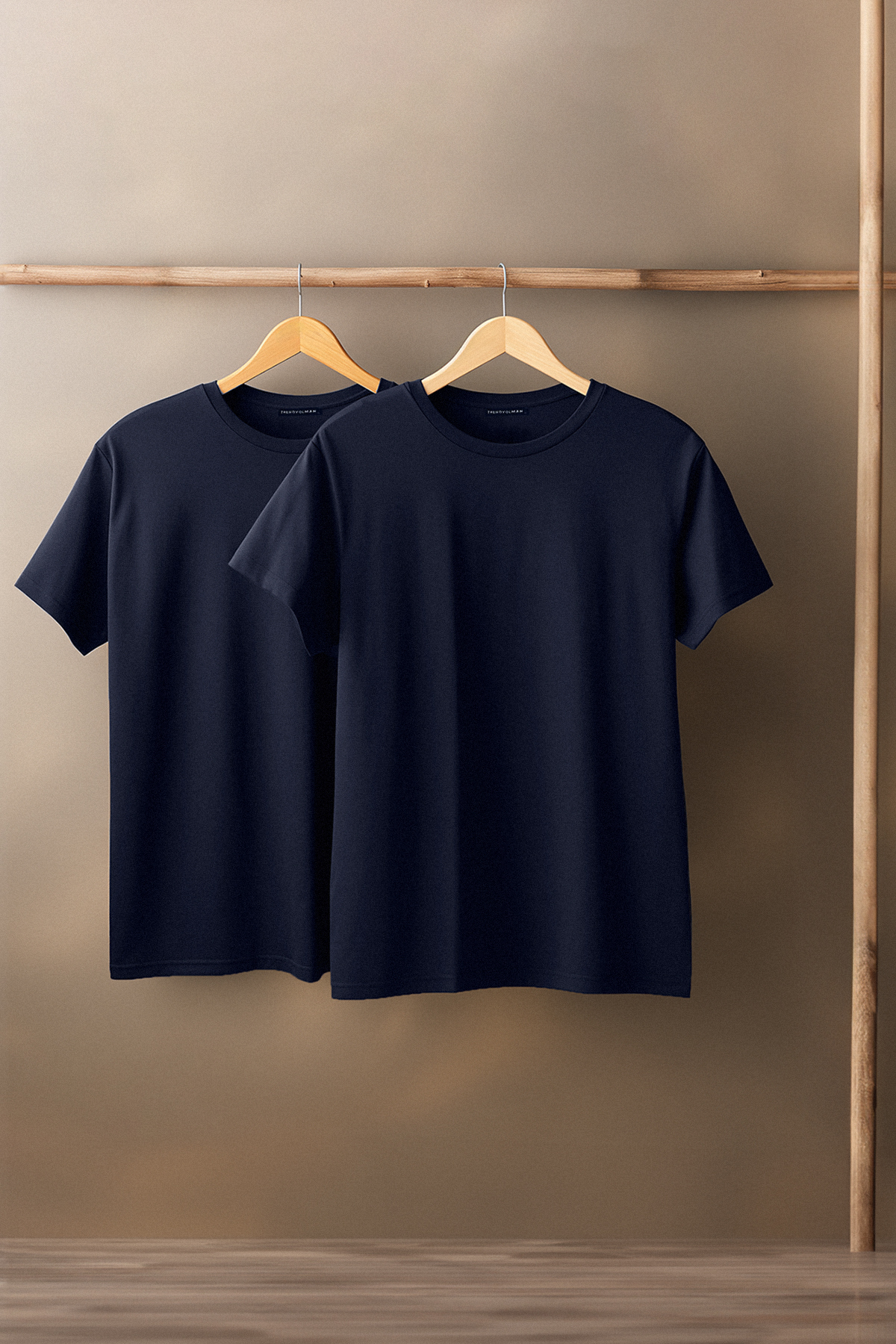 Trendyol Navy Blue Basic Slim Fit 100% Cotton 2-Pack Crew Neck Short Sleeve T-Shirt