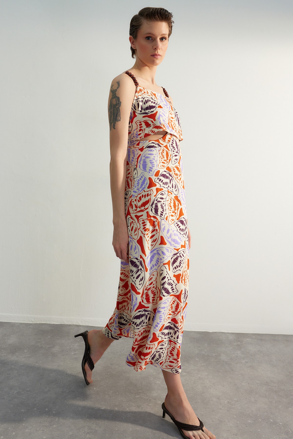 Trendyol Limited Edition Multicolored Long Woven Dress with Back Detail