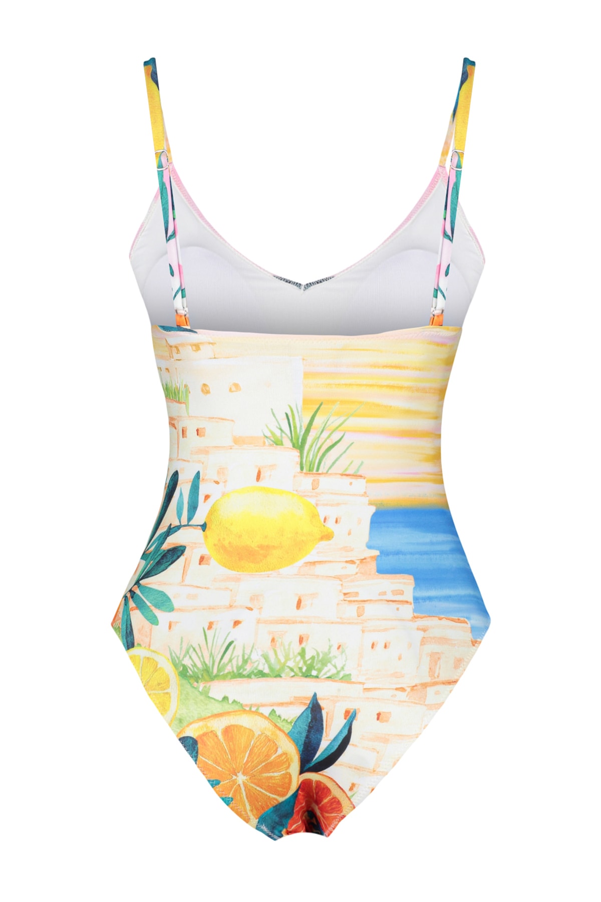 Trendyol Scenery Patterned V-Neck Regular Leg Swimsuit