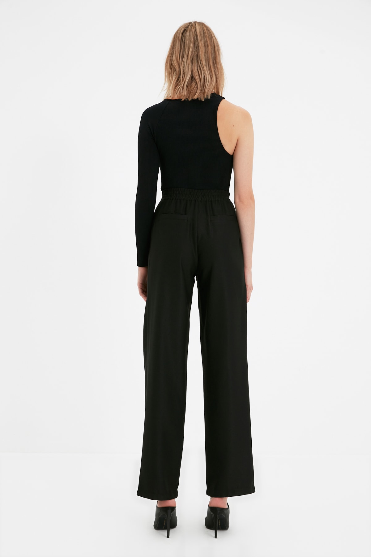 Pantaloni țesute Trendyol Black Straight/Straight Fit