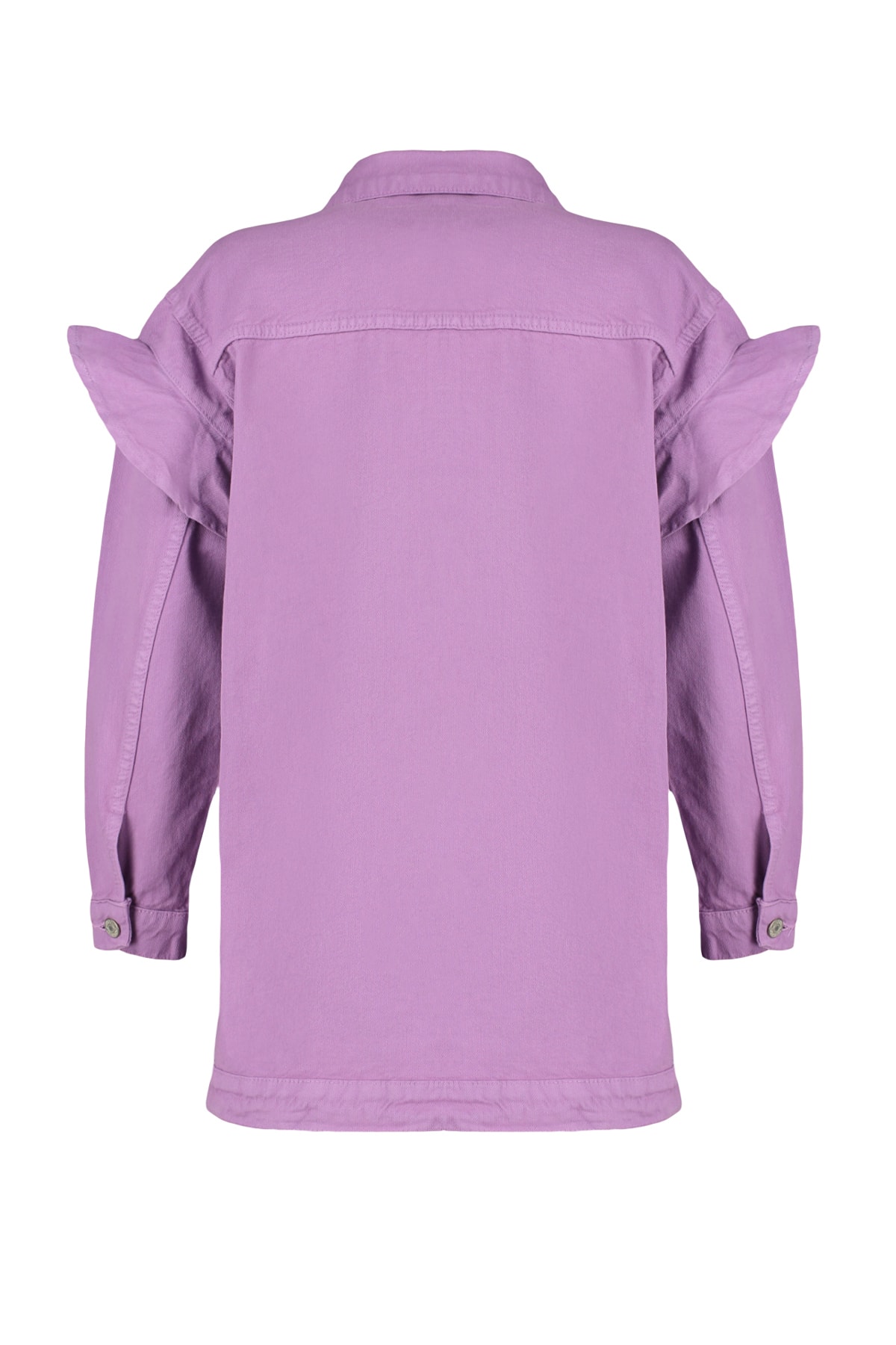 Jachetă Trendyol Lilac Denim Jeans cu detalii volane pe mâneci