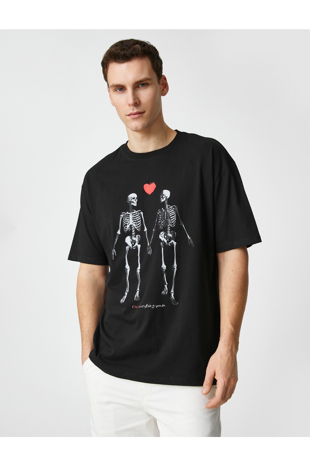 Koton Heart Printed T-Shirt Crew Neck Short Sleeve Cotton