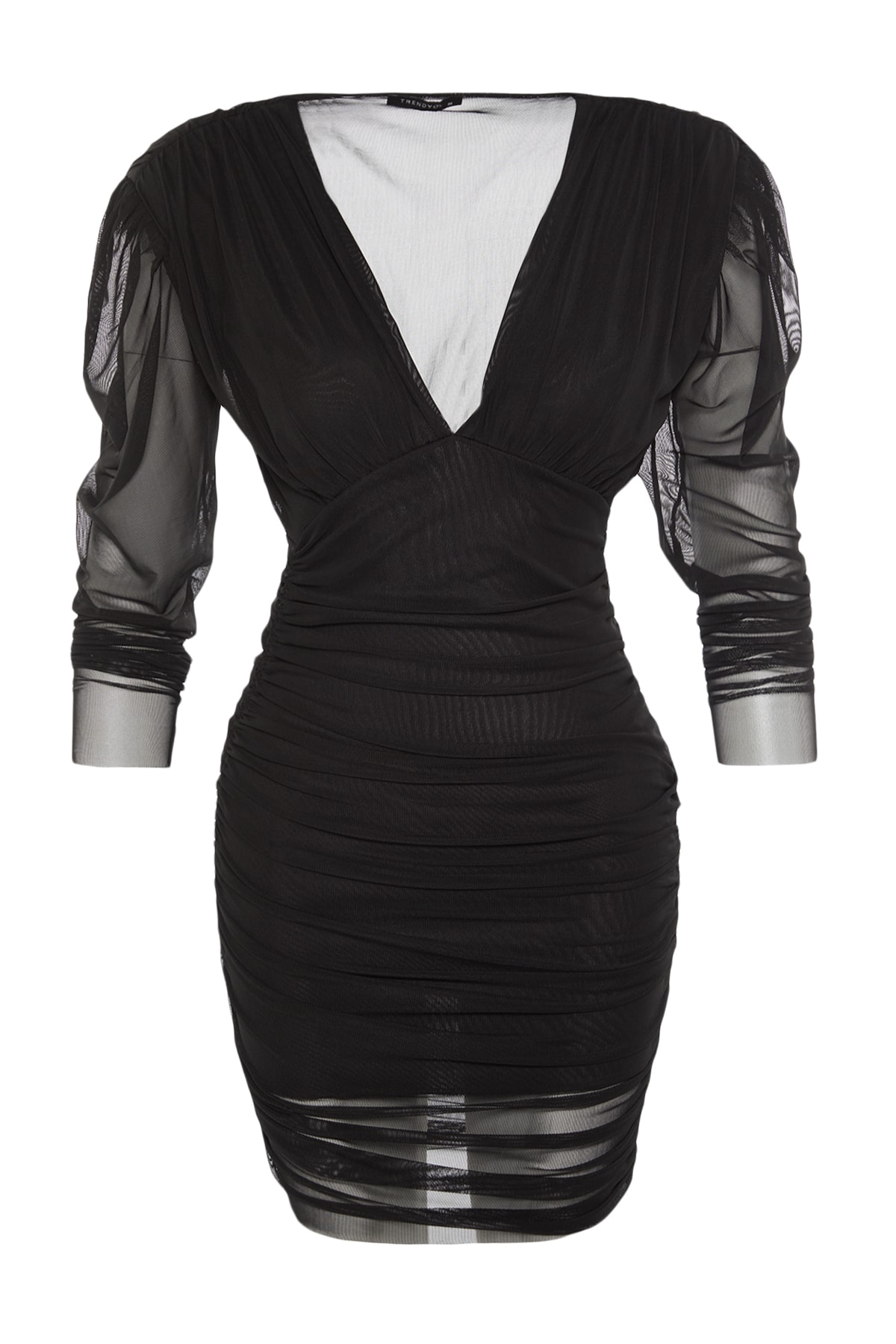 Trendyol Black Printed Draped Evening Dress