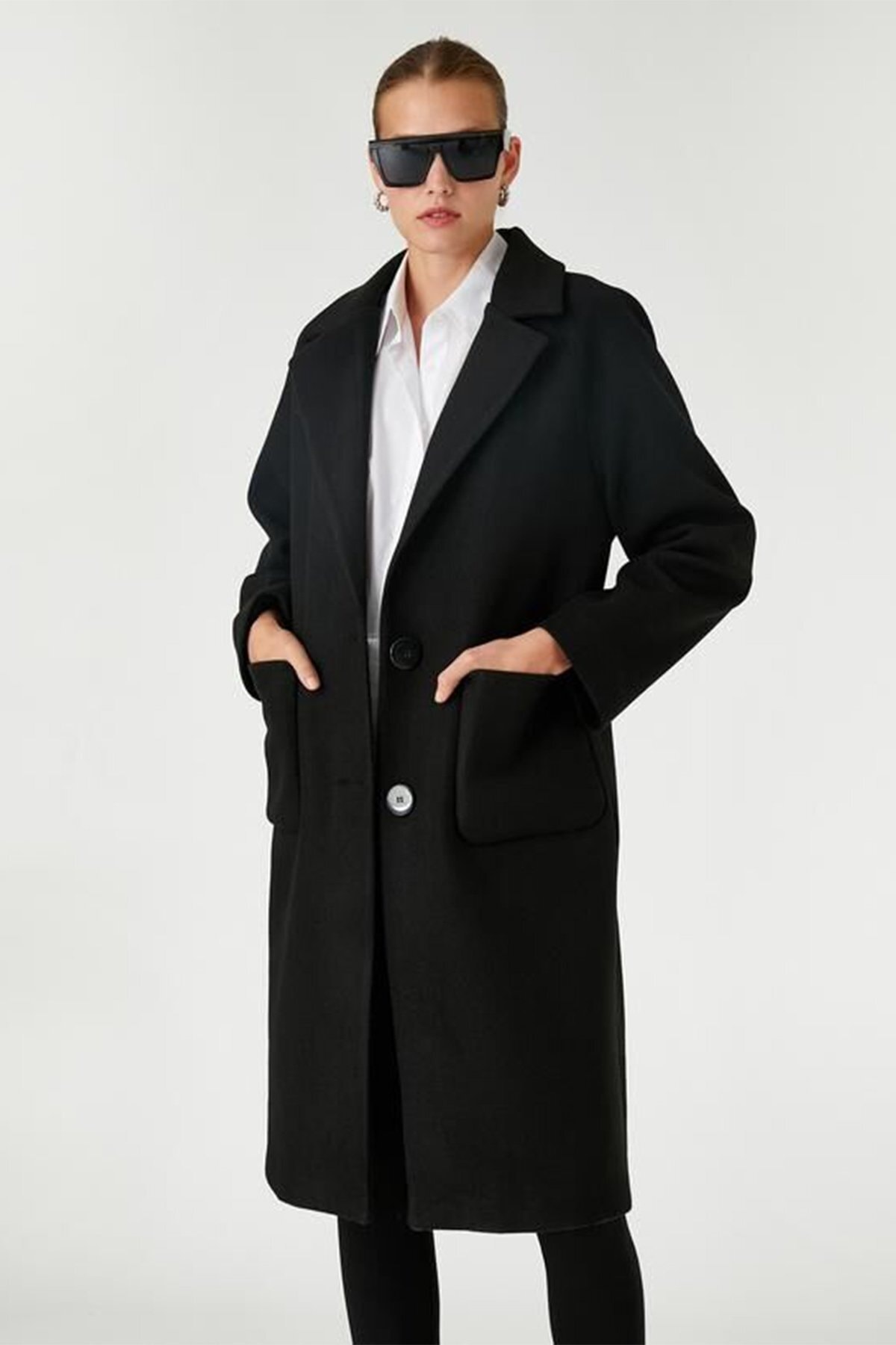 Levně Koton Dámský kapesní detailní kabát s dvojitým knoflíkem 3WAK00167EW