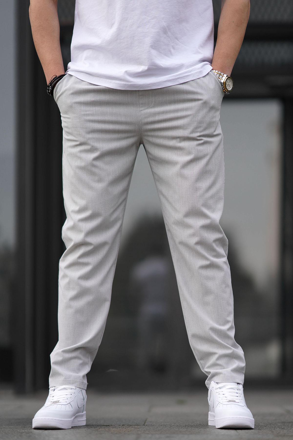 Levně Madmext Gray Straight Cuff Men's Trousers 06530