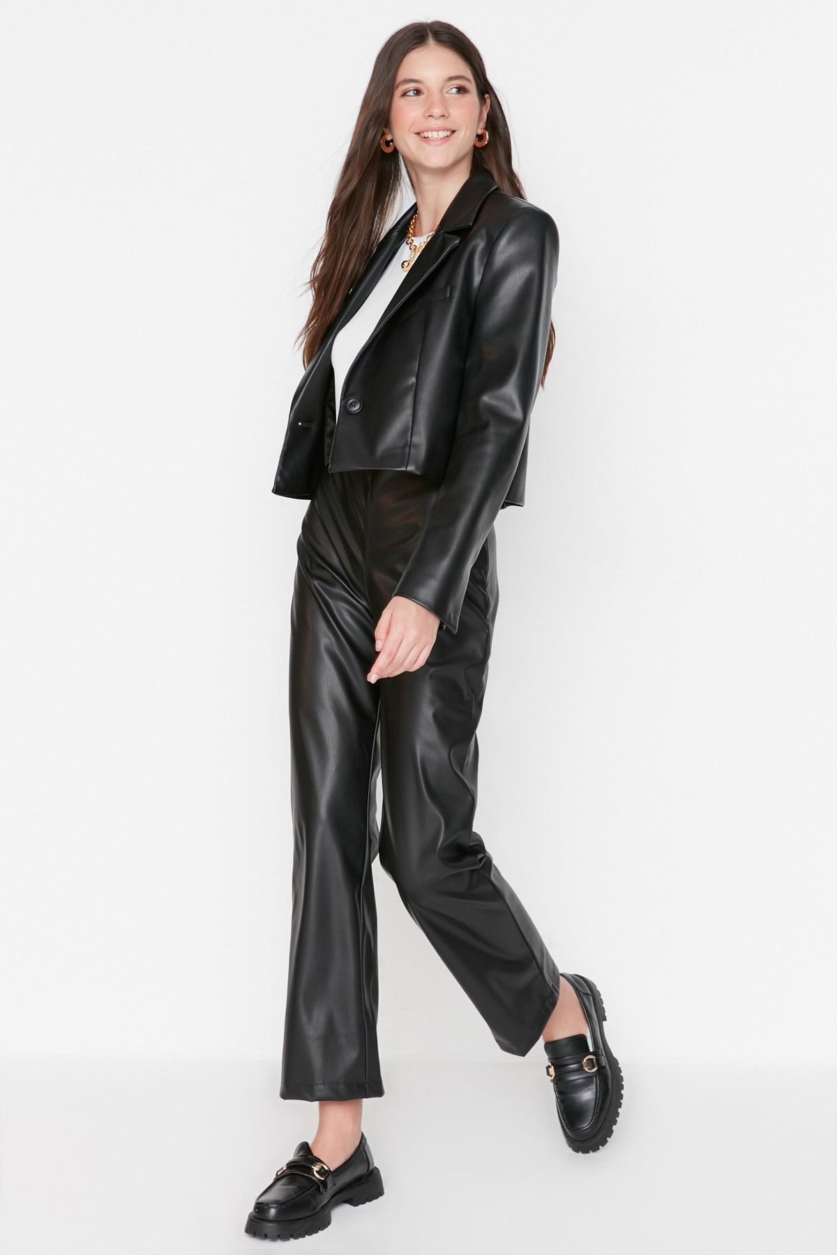 Trendyol Black High Waist Trousers