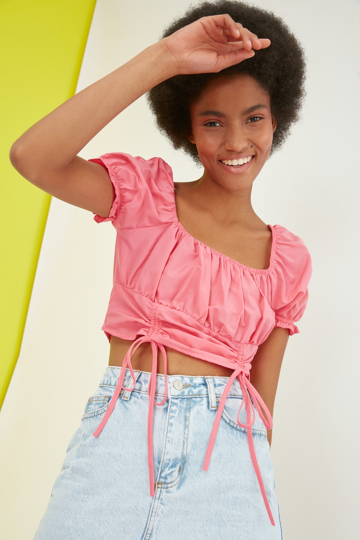 Trendyol Pink Square Collar Blouse