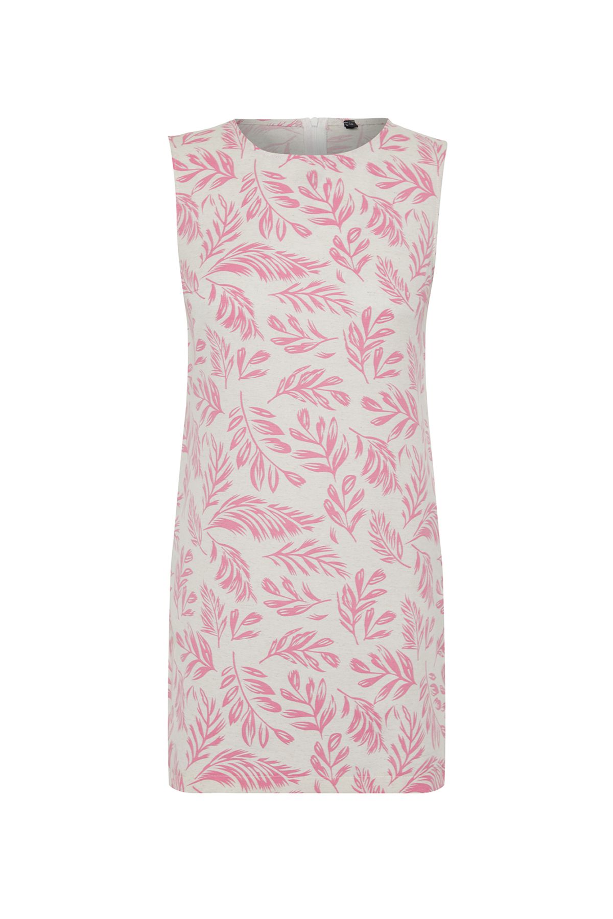 Trendyol Pink Floral Patterned Straight Cut Mini Woven Dress