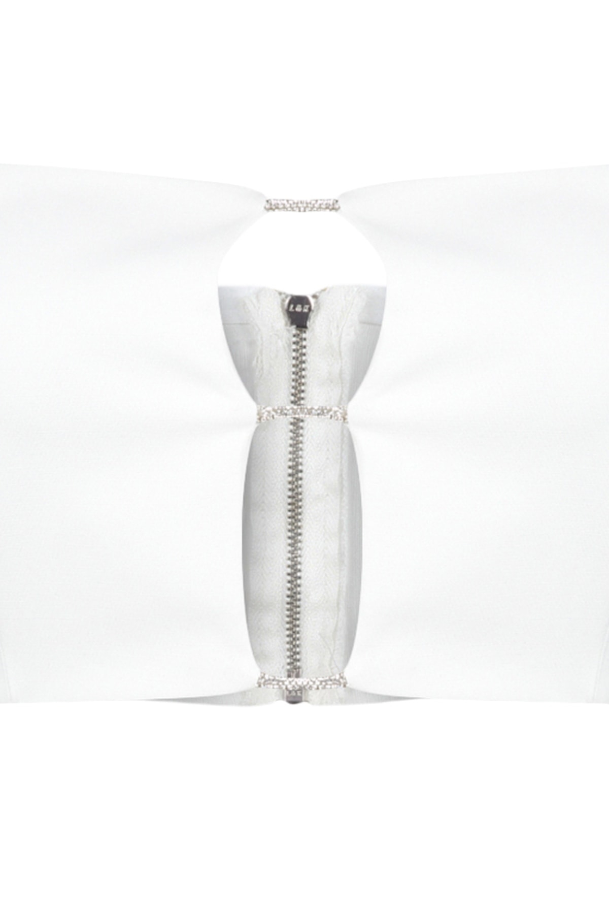 Trendyol Ecru Crop Podšitý Tkaný Lesklý Kameň S Detailom Výrezu Bustier