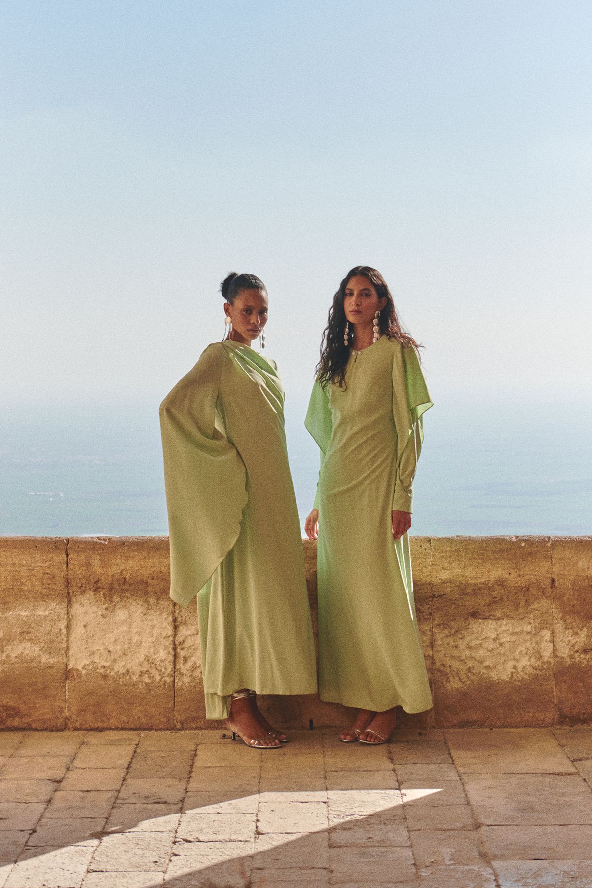 Trendyol Light Green Shawl Detailed Lined Evening Dress