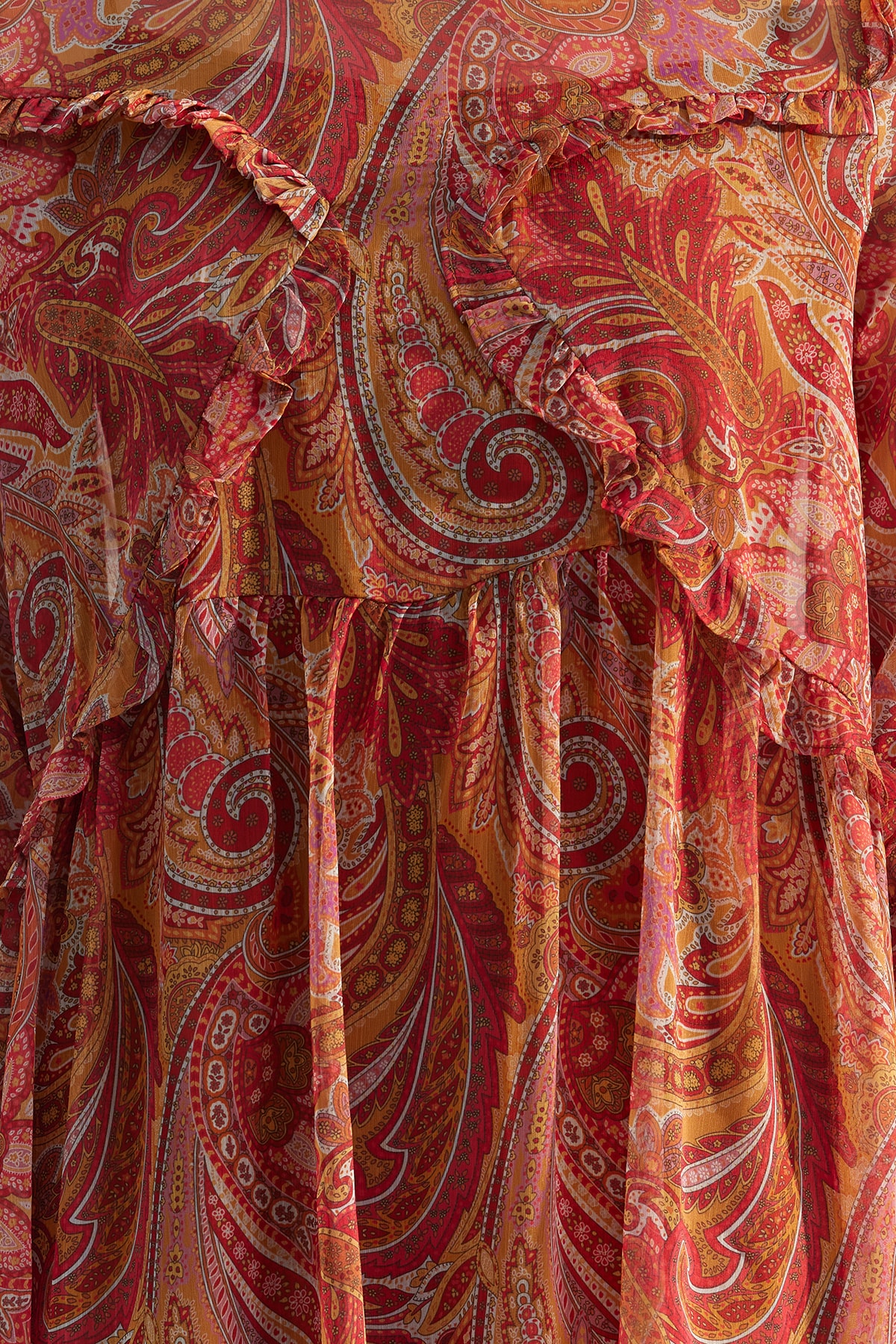 Trendyol Tile Plain Cut Mini Weave Chiffon Lined Ruffle Paisley Model Rochie Rochie