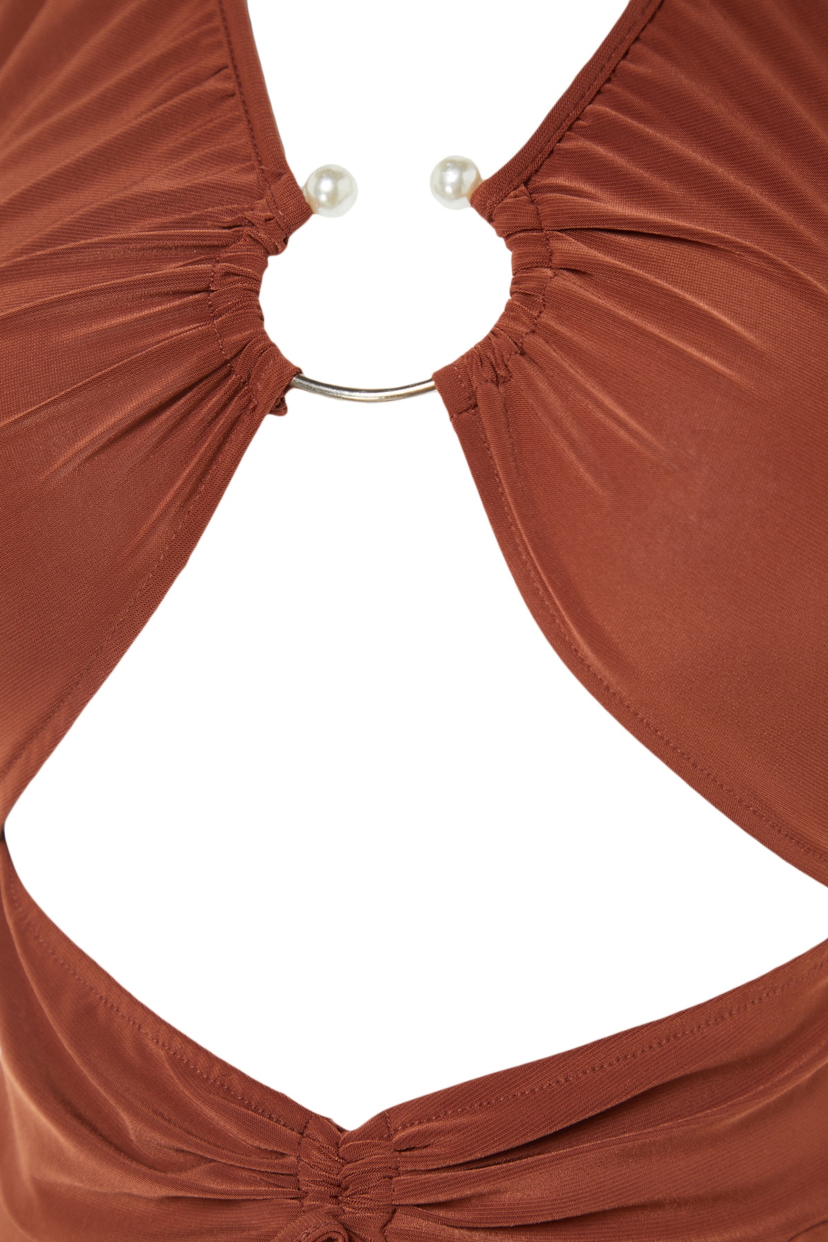 Rochie de seara Trendyol Dark Brown cu accesorii tricotate