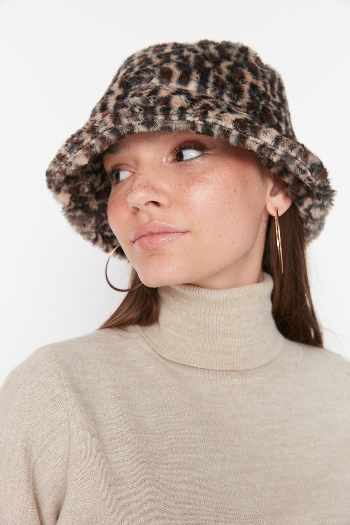 Levně Trendyol Mink Leopard Bucket Women's Hat