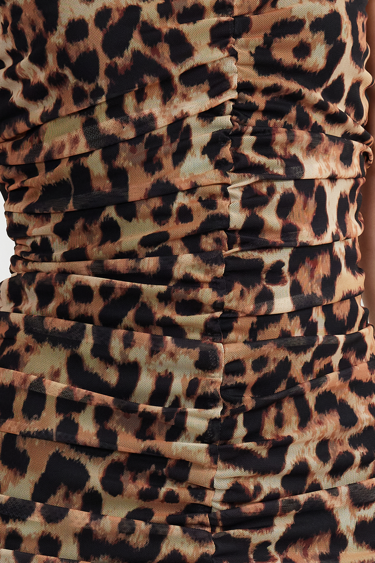 Trendyol Multicolored Fitted Leopard Patterned Draped Knitted Tulle Elegant Evening Dress