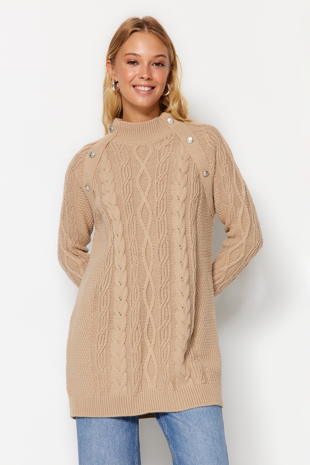 Trendyol Sweater - Beige - Regular fit