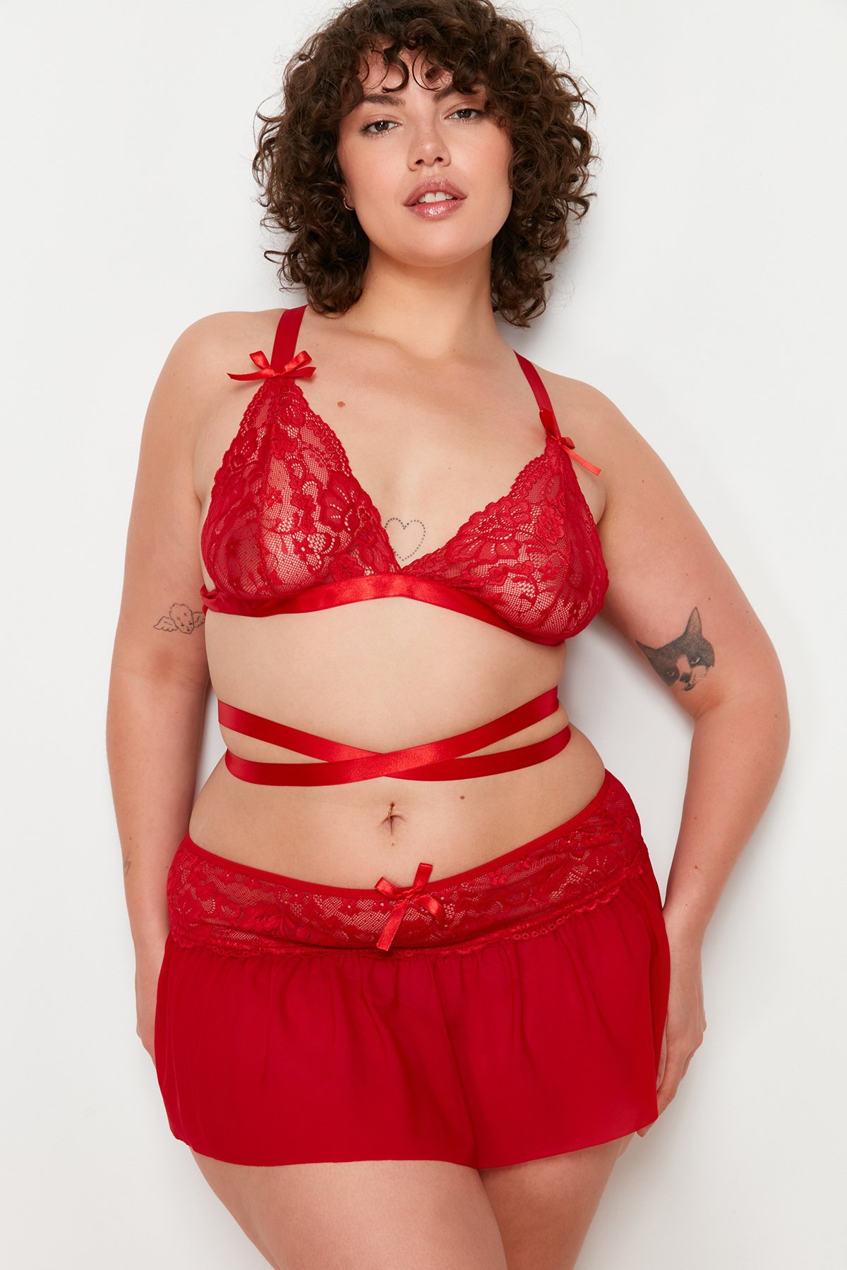 Trendyol Curve Red Underwear Set