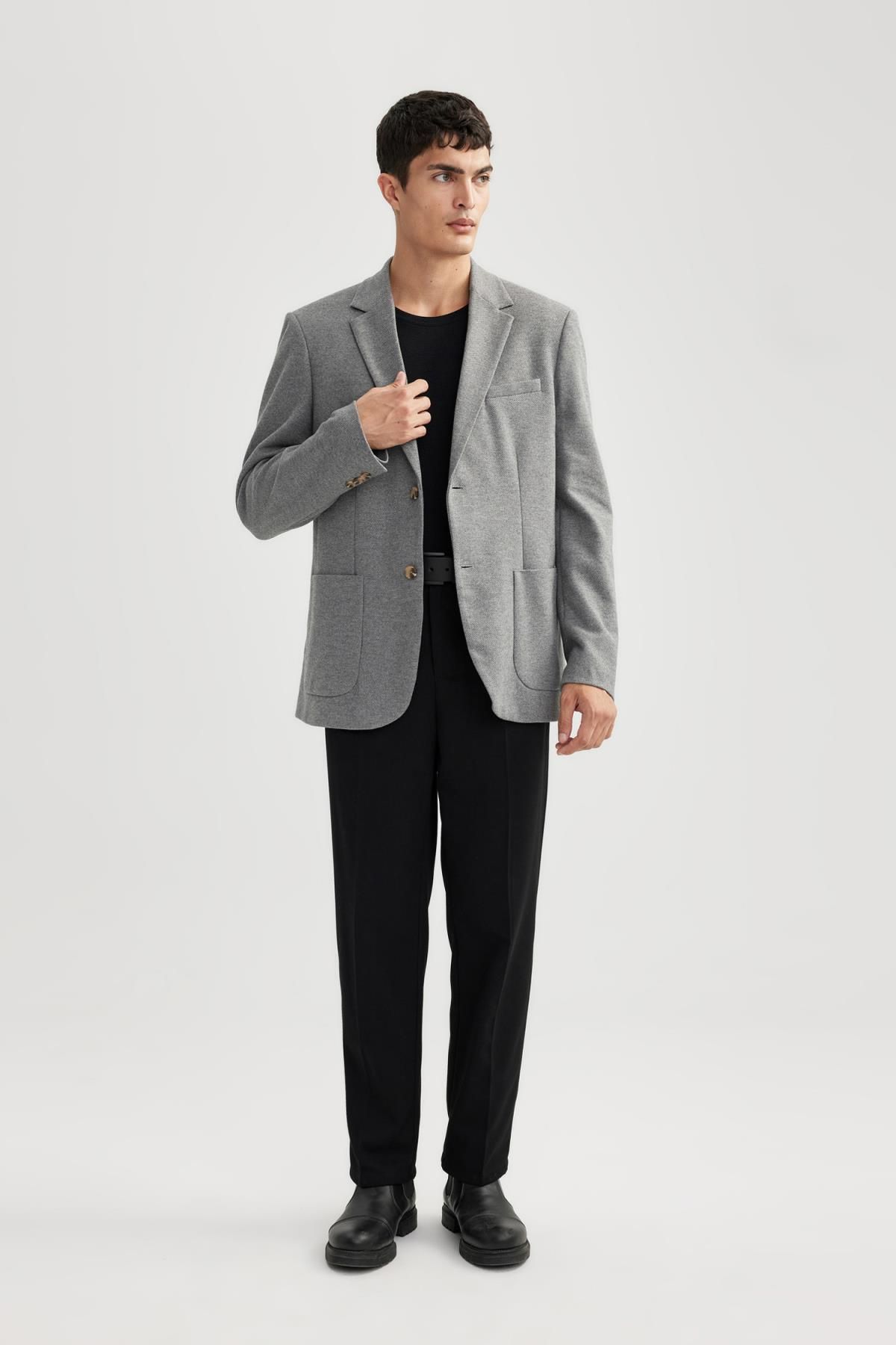 DEFACTO Regular Fit Jacket Collar Lined Buttoned Pocket Blazer Jacket