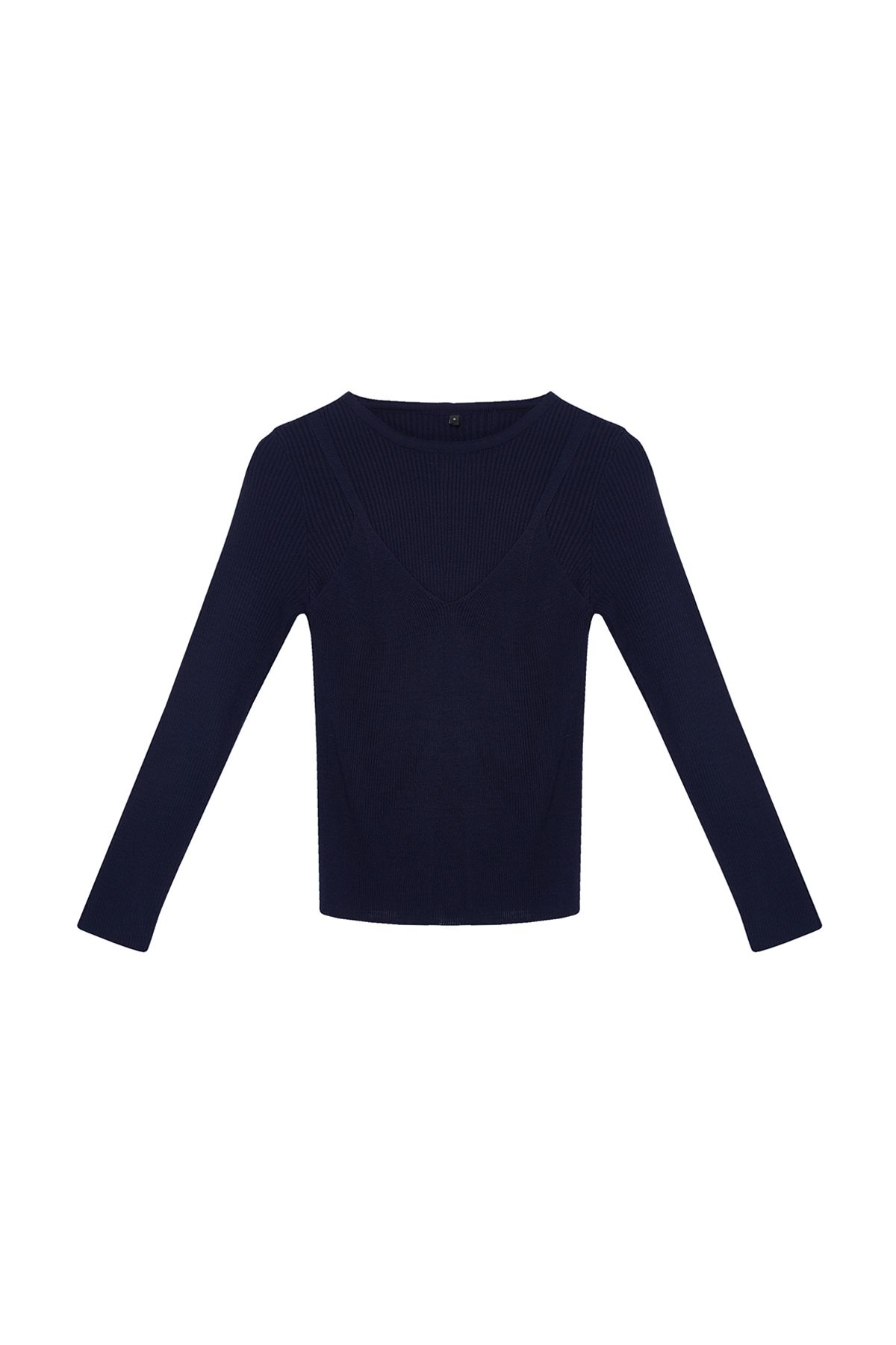 Trendyol Navy Blue Basic Double Knitwear Sweater