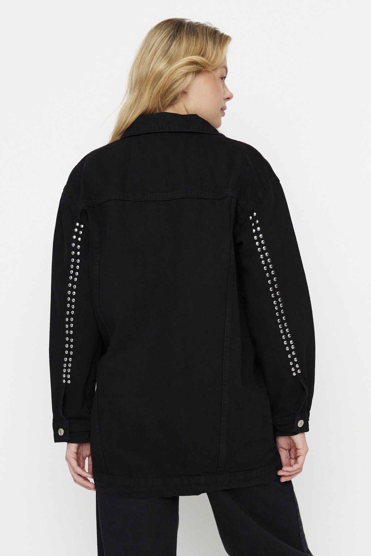 Jacheta Trendyol Black Staple Detailed Oversized Denim Jeans