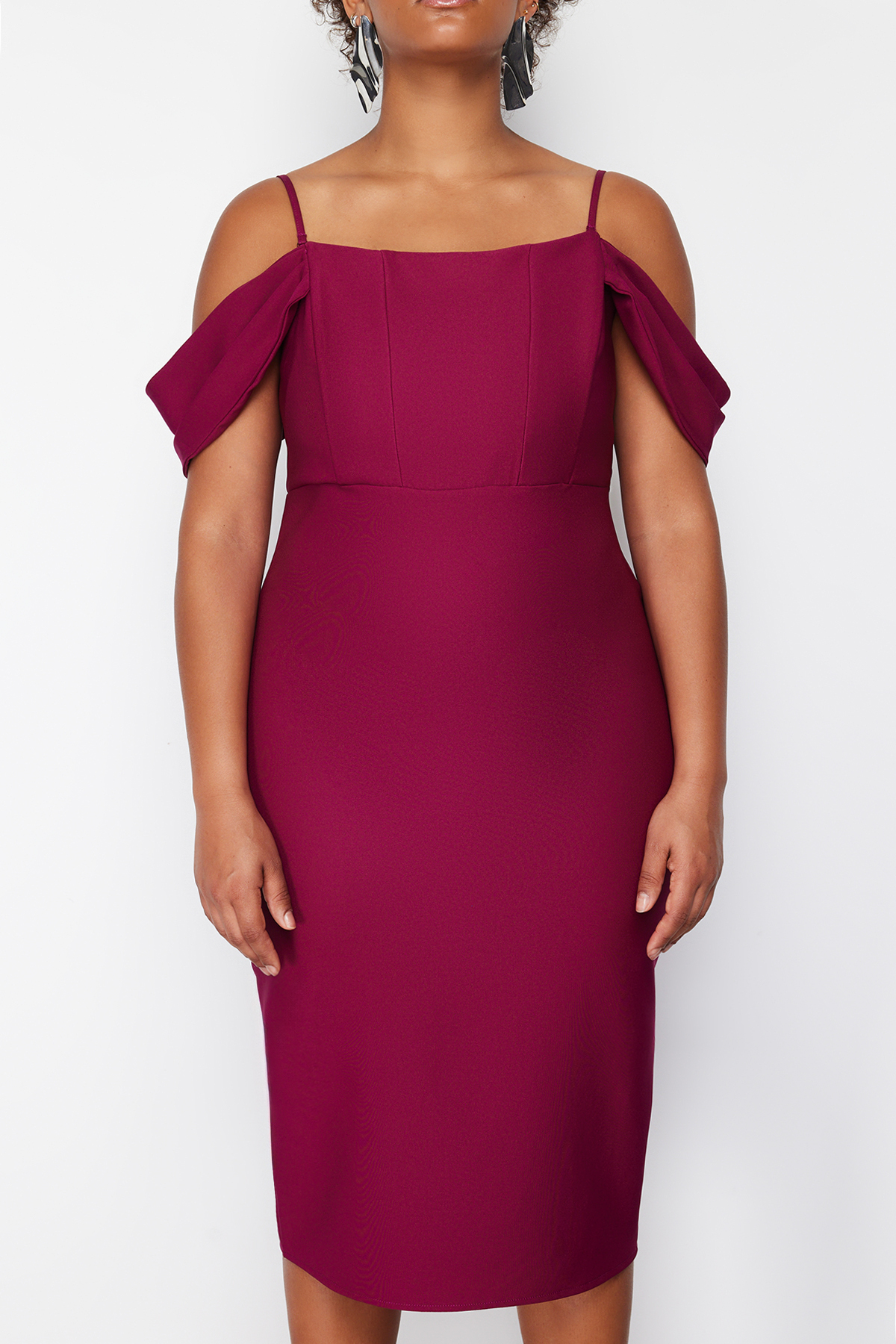 Trendyol Curve Purple Finike Woven Plus Size Dress