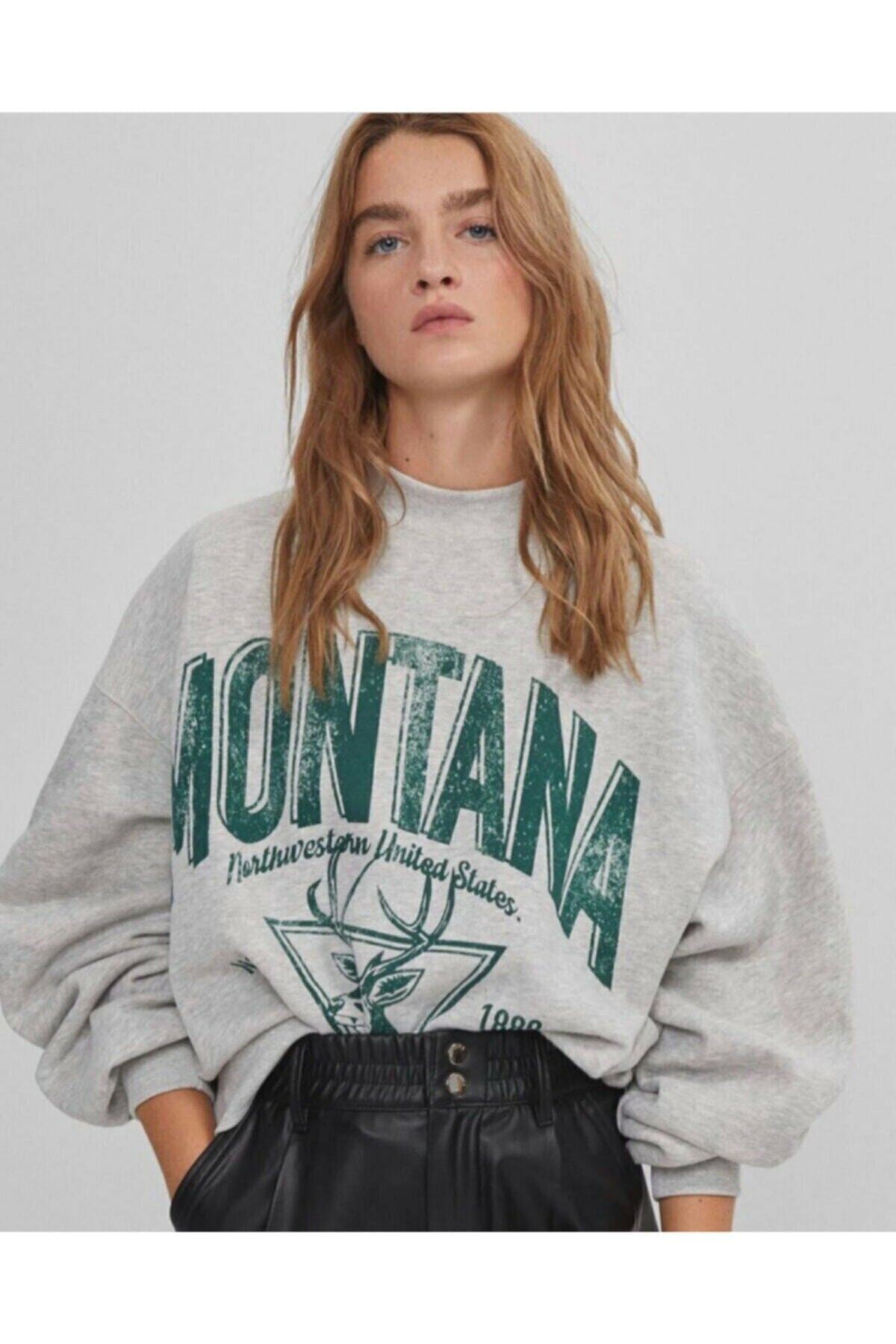 Levně Know Twentyone Gray Womens Montana Oversize Sweatshirt Hoodie.