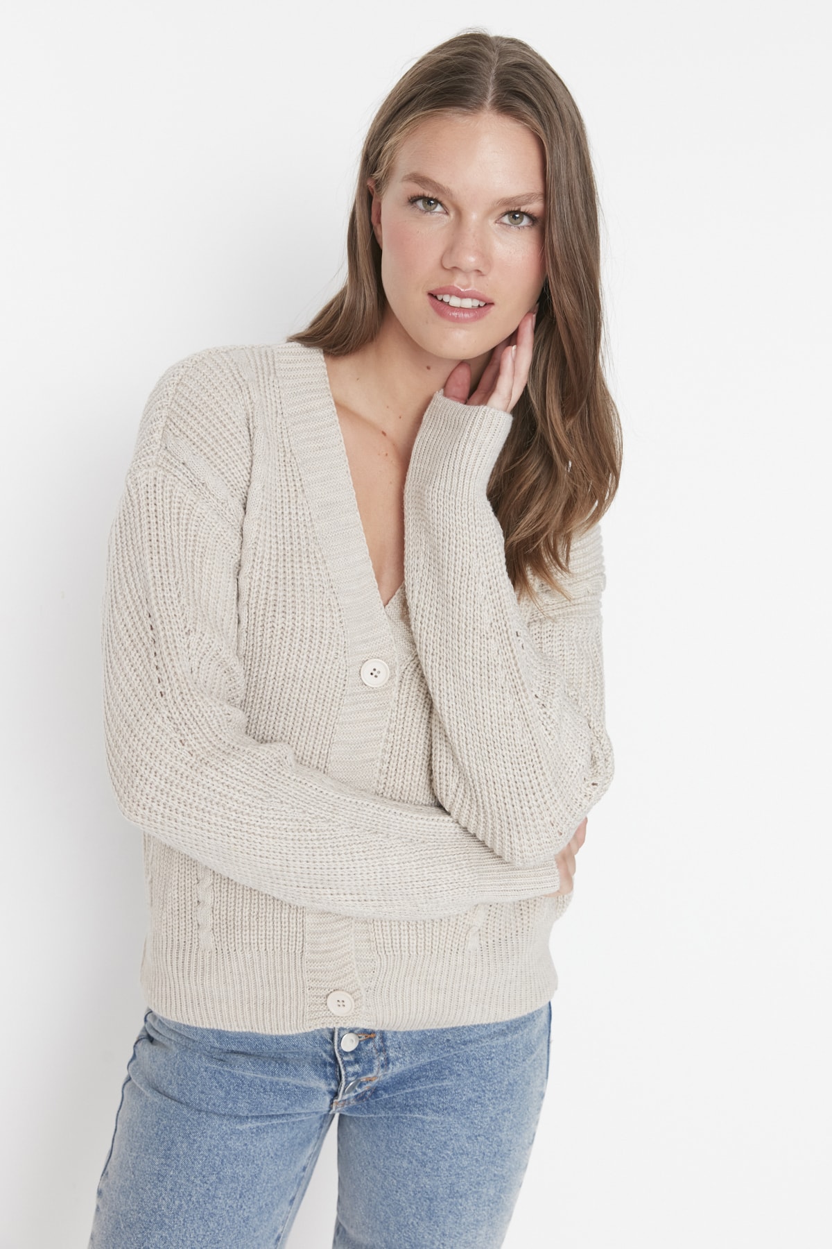 Trendyol Cardigan - Beige - Regular fit