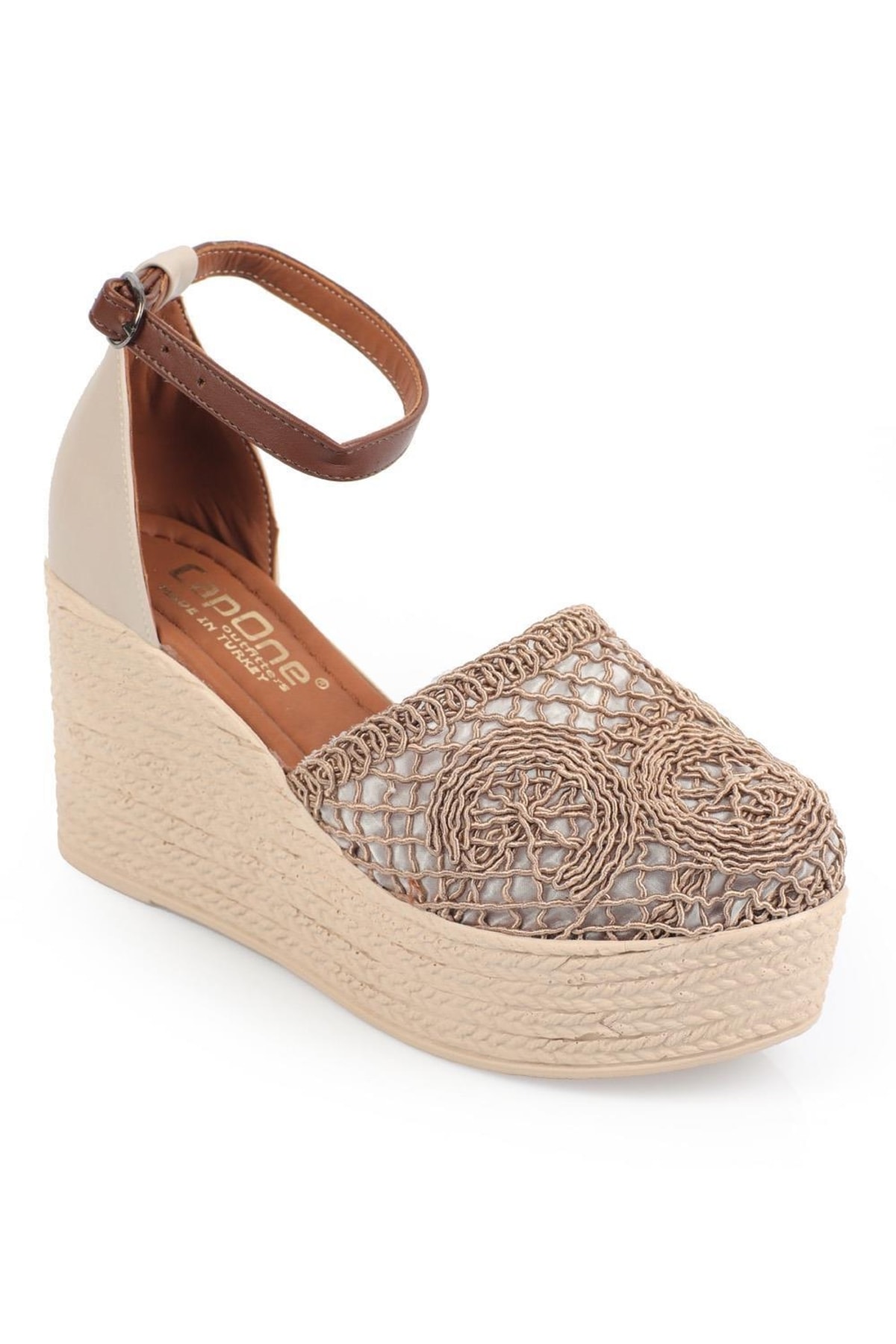 Capone Outfitters Capone Women's Wedge Heel Sandals with Lace Ankle Band Braided