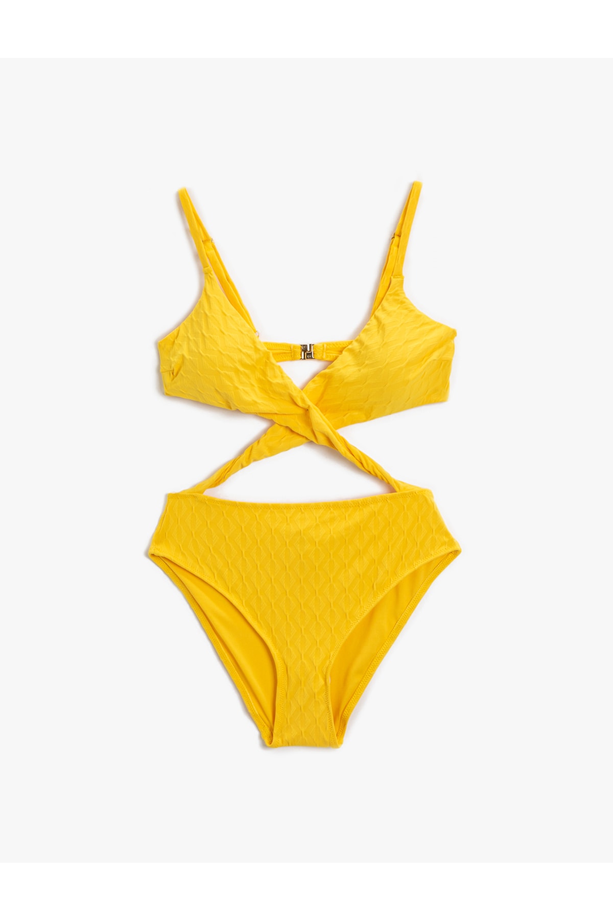 Koton Textured Swimsuit With Window Detail