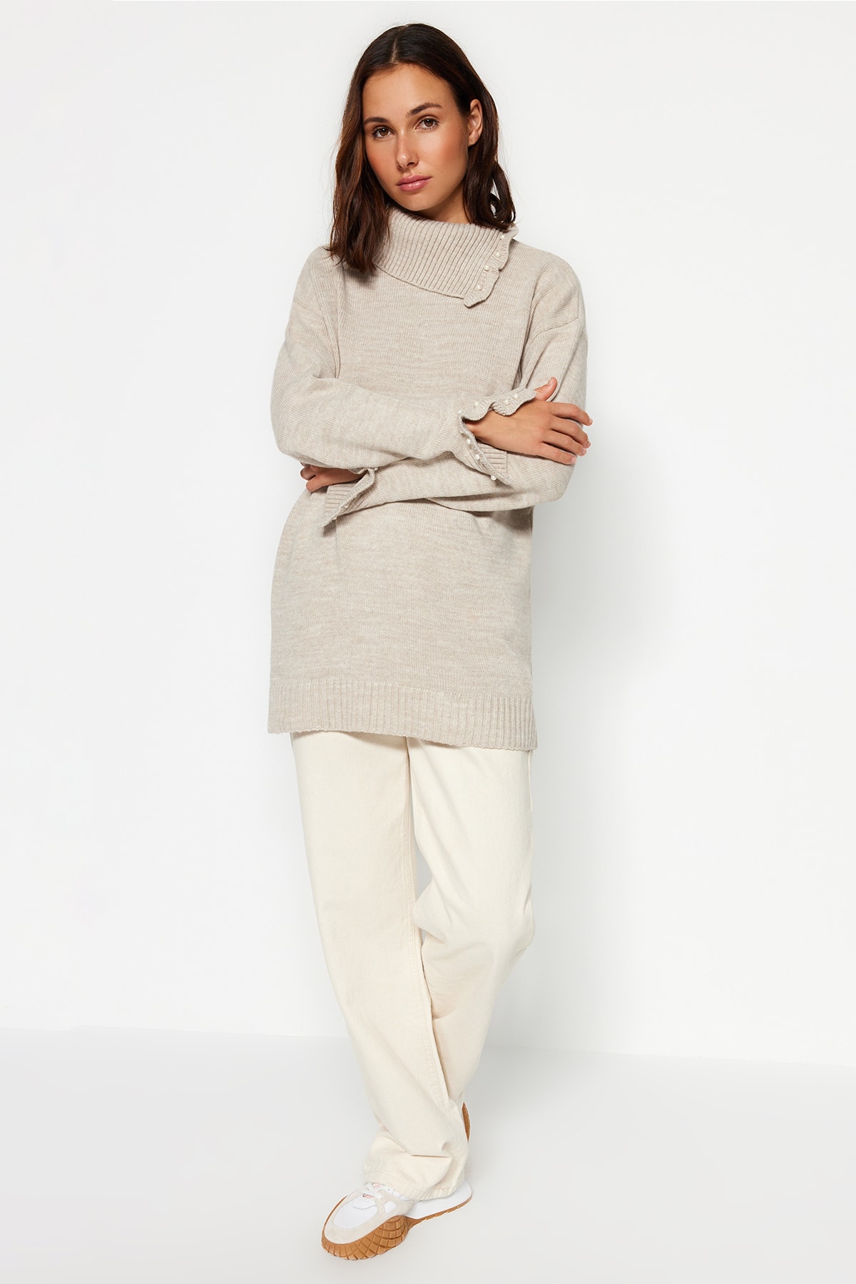 Trendyol Sweater - Beige - Relaxed fit