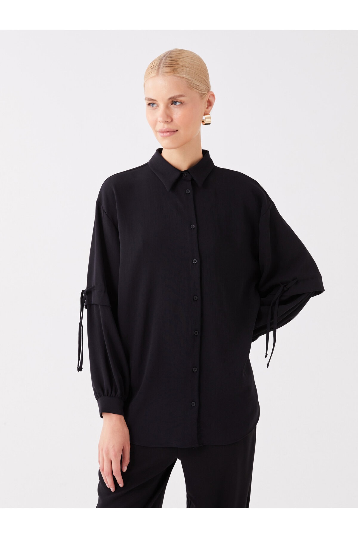 LC Waikiki Women's Shirt Collar Straight Long Sleeve Oversized Tunic