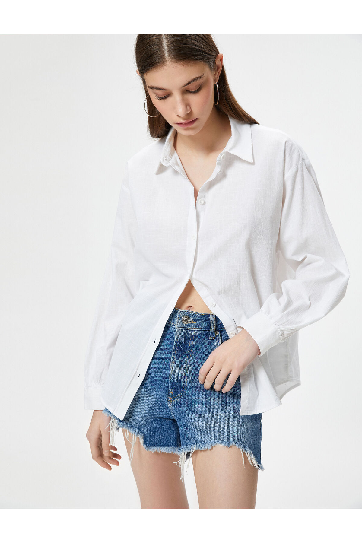 Levně Koton Oversize Shirt Long Sleeve Classic Collar Cotton