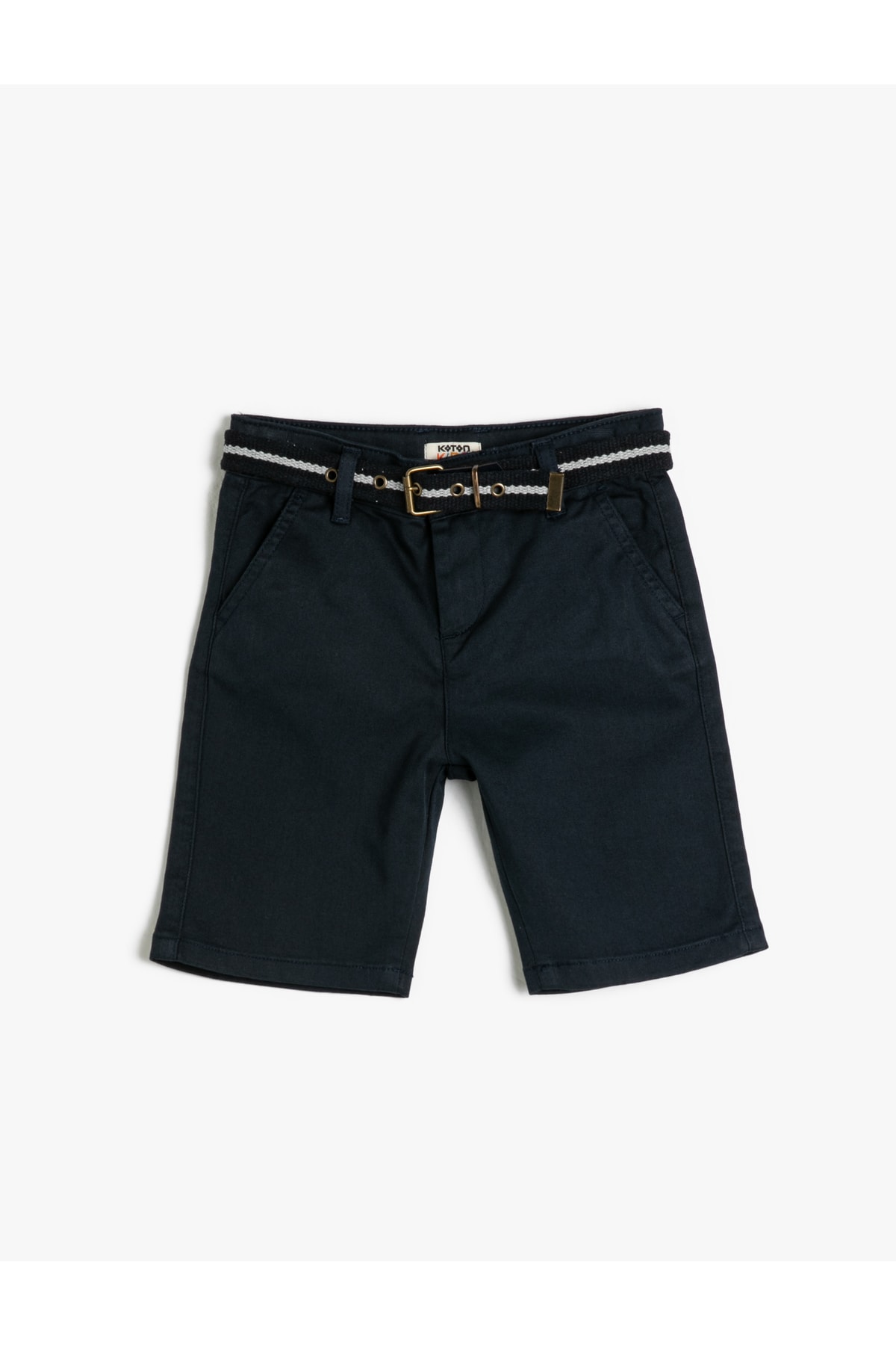 Levně Koton Basic Bermuda Shorts With Belt Detail Pockets Cotton Cotton with Adjustable Elastic Waist.