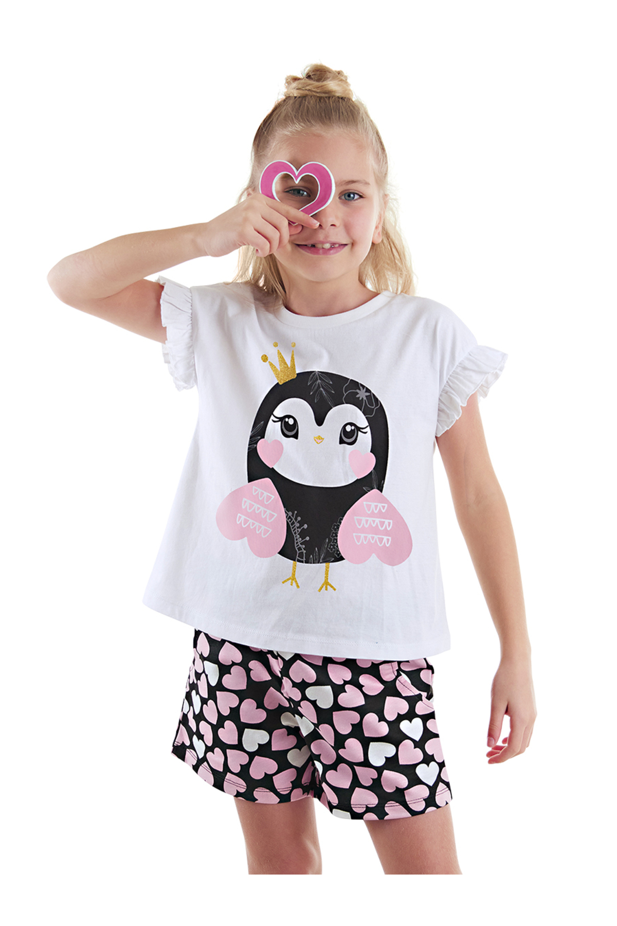 Levně Denokids Sweet Owl Girls Kids T-shirt Shorts Set