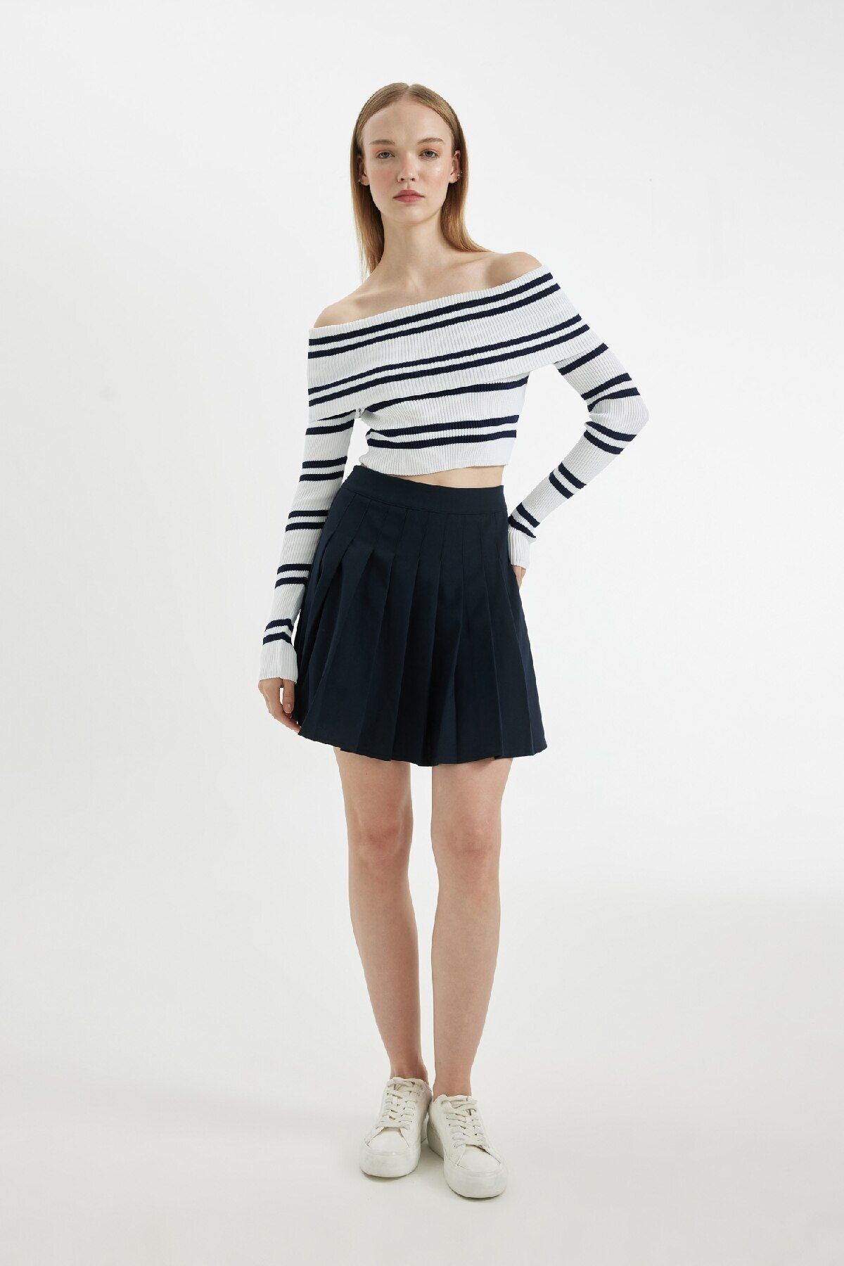 DEFACTO Cool Pleated High Waist Mini Skirt