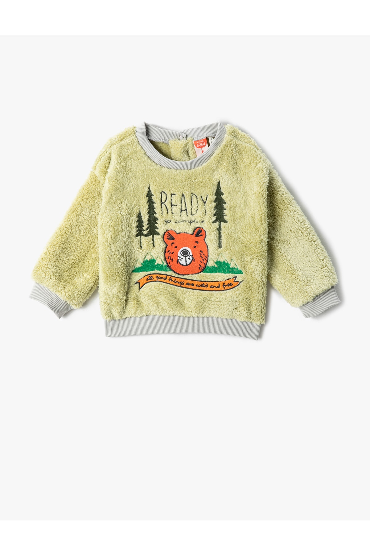 Koton Plush Sweatshirt Teddy Bear Applique Detailed Embroidered Long Sleeve