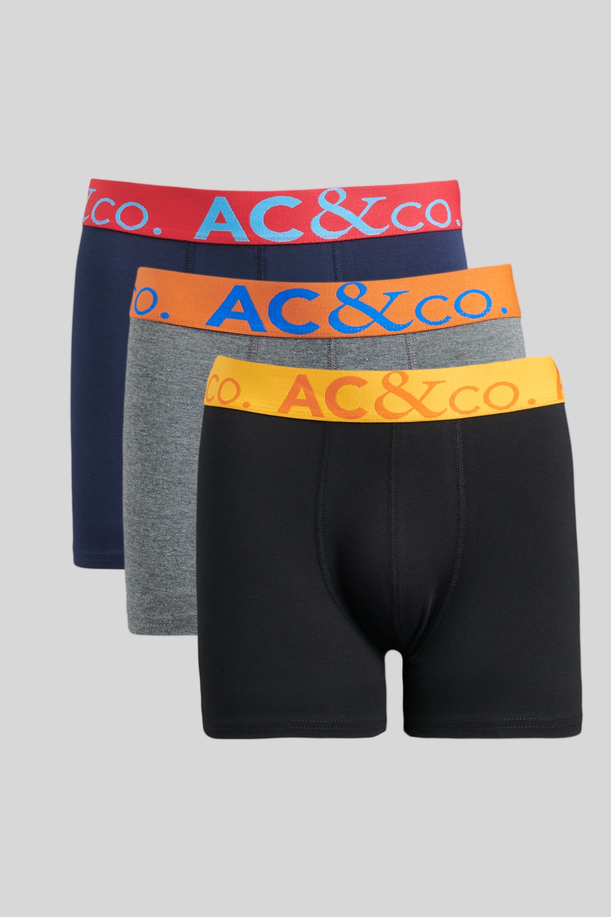 AC&Co / Altınyıldız Classics Men's Black-navy-anthracite 3-Pack Cotton Flexible Boxer
