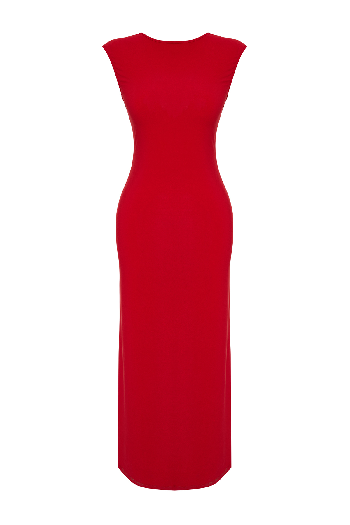 Trendyol Red Backless Fitted Knitted Flexible Maxi Pencil Dress