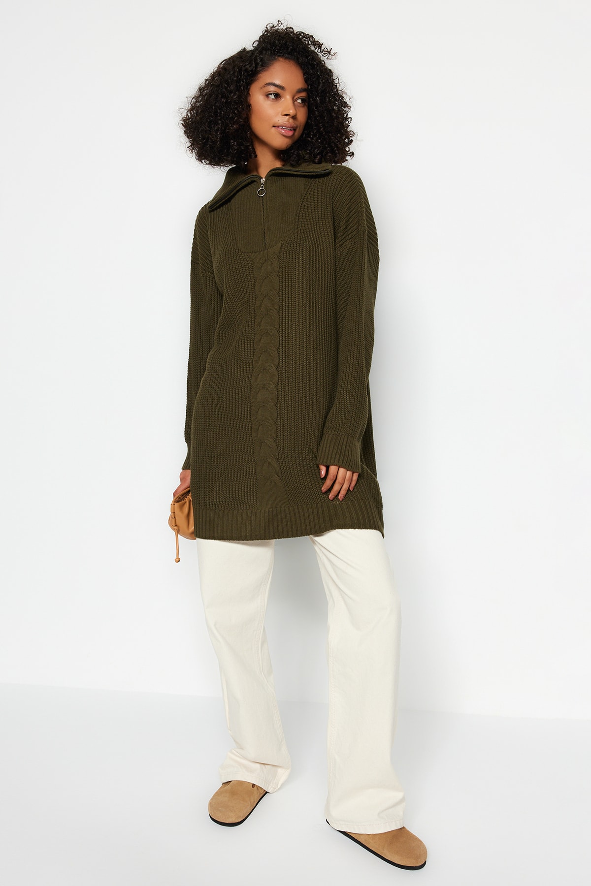 Trendyol Sweater - Khaki - Regular fit