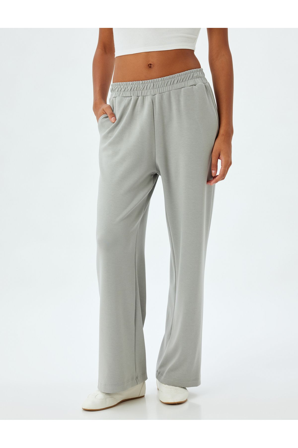 Koton Wide Leg Sweatpants Modal Fabric Elastic Waist Pocket Comfortable Cut